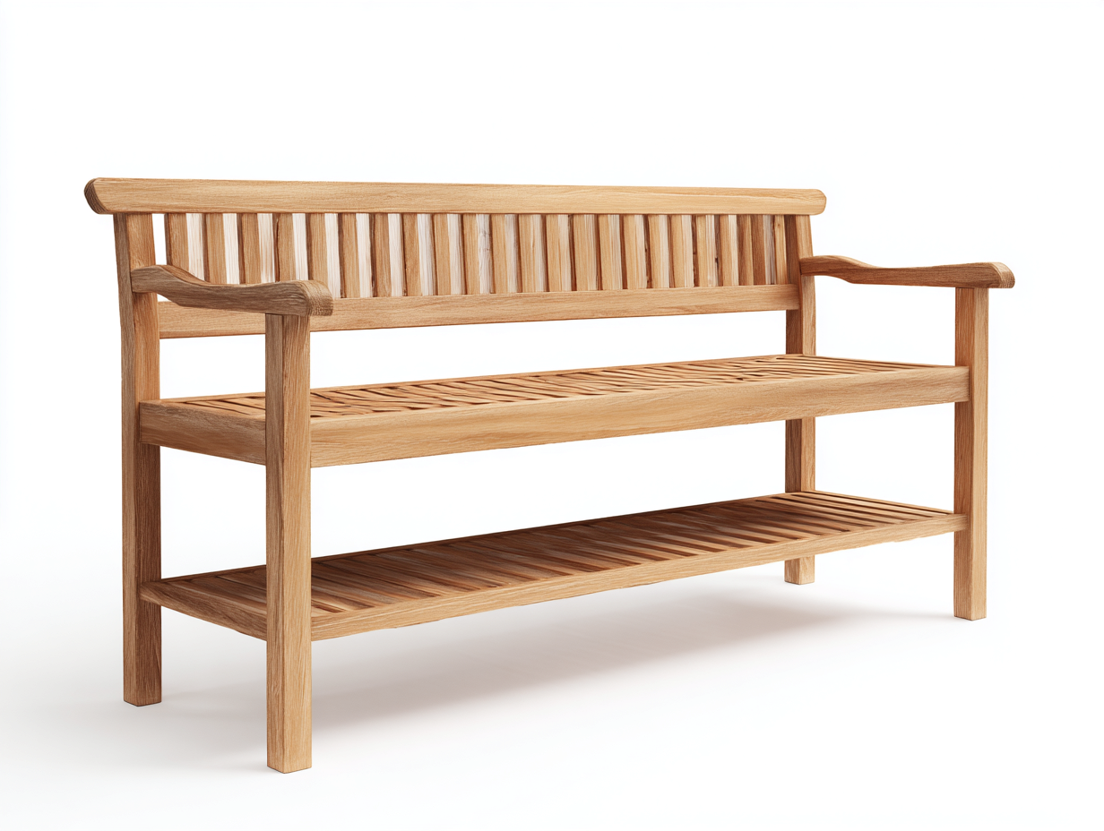 Bancos de jardín 150x62x90 cm madera maciza color marrón para exterior con reposabrazos y estante inferior - diseño clásico-Novexystudio