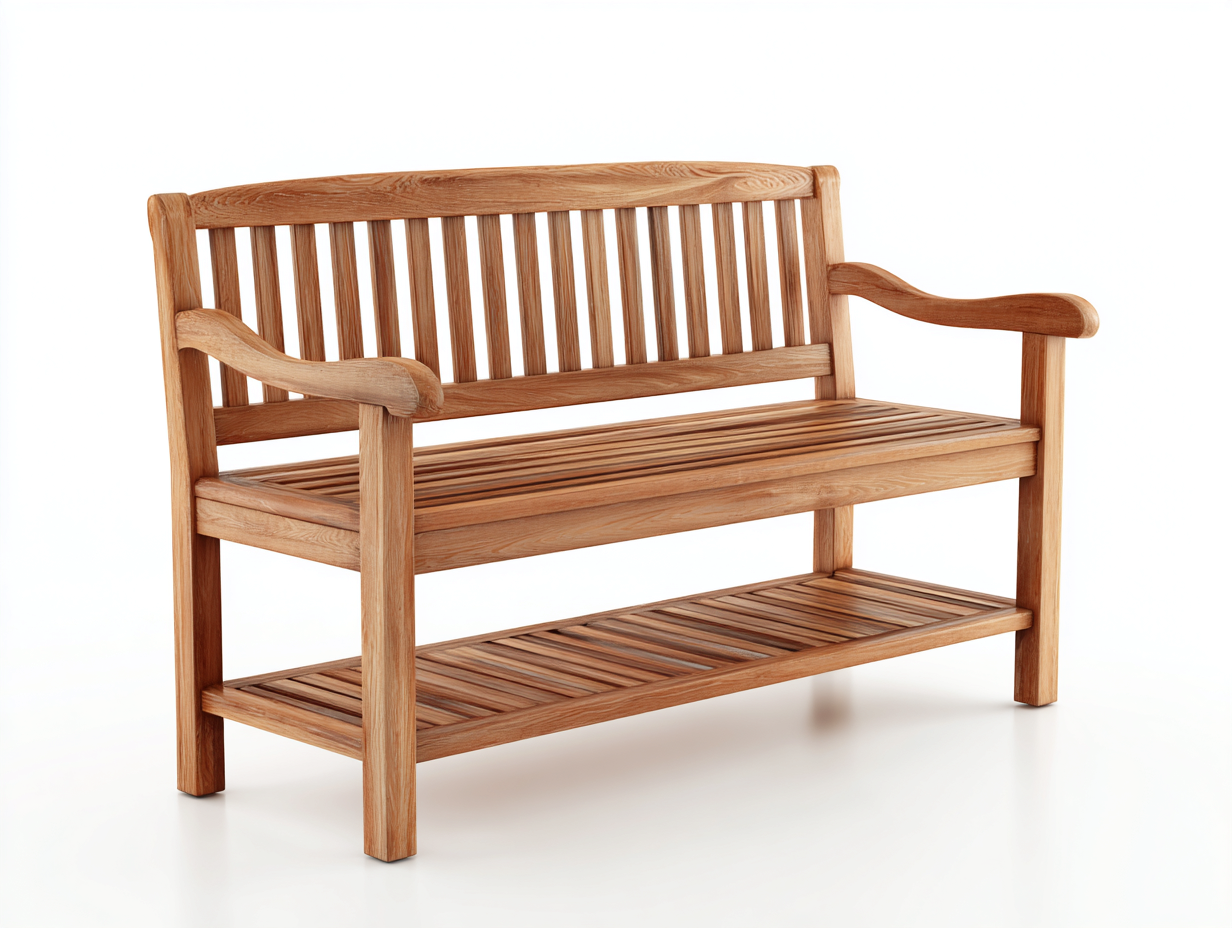 Bancos de jardín banco 130x60x92 cm madera maciza color natural para exterior - 2 plazas con estante inferior - diseño elegante-Novexystudio