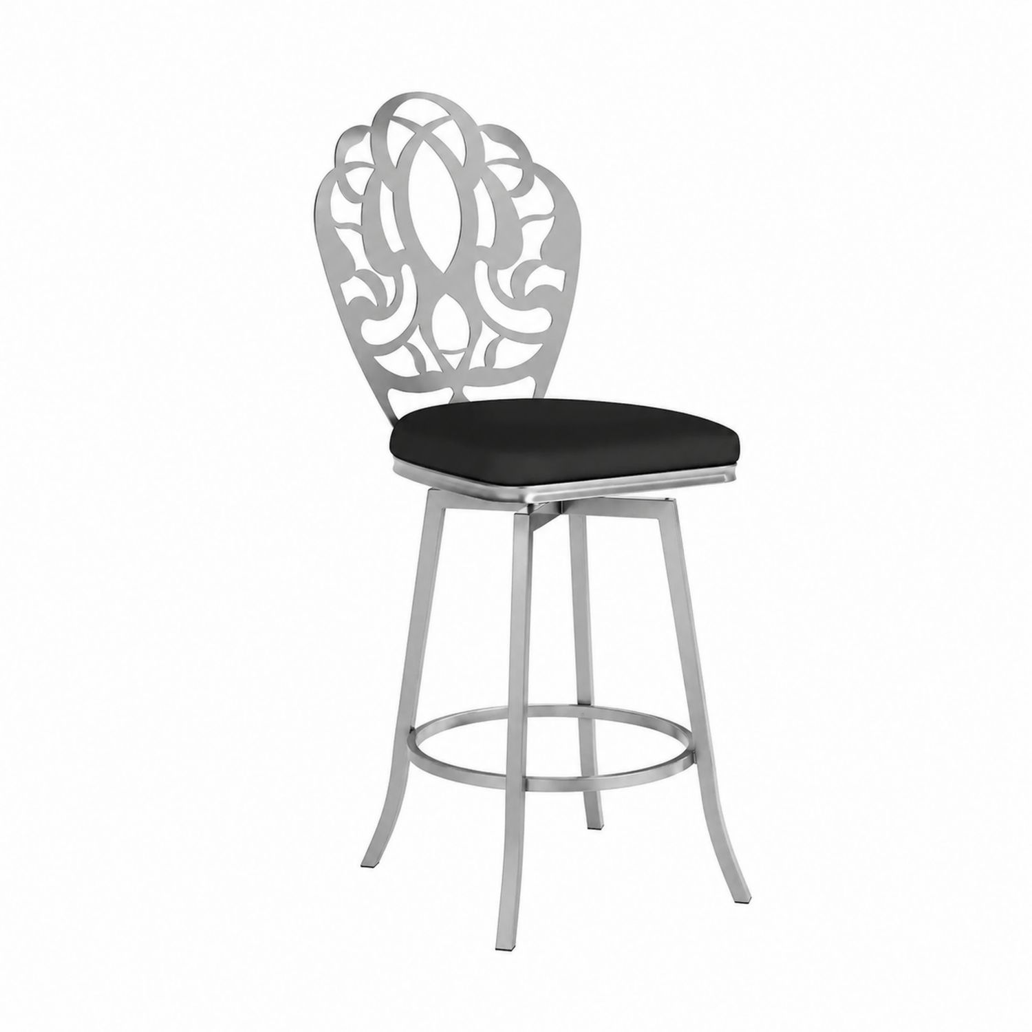 Taburete de metal con asiento de PU negro