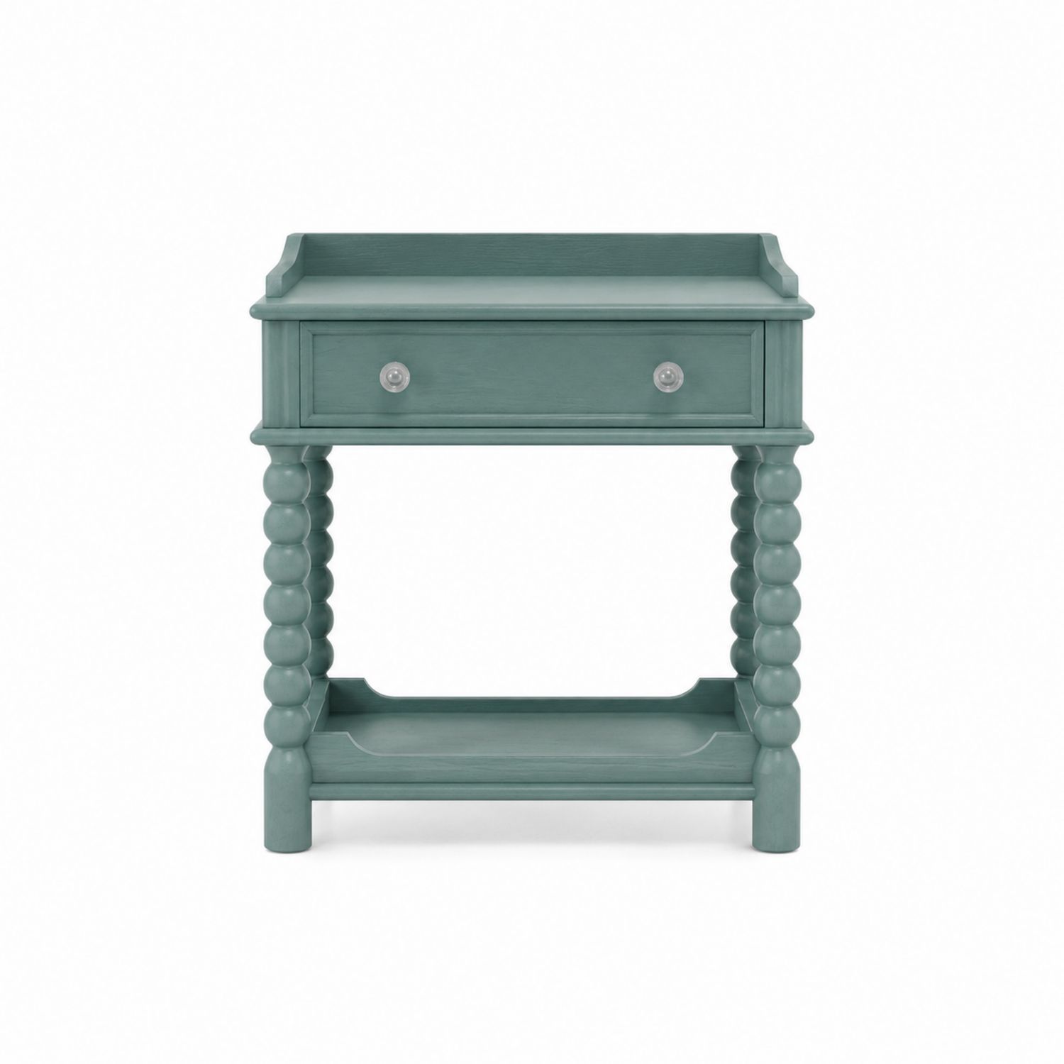 Mesita de noche de madera con cajón y estante Verde