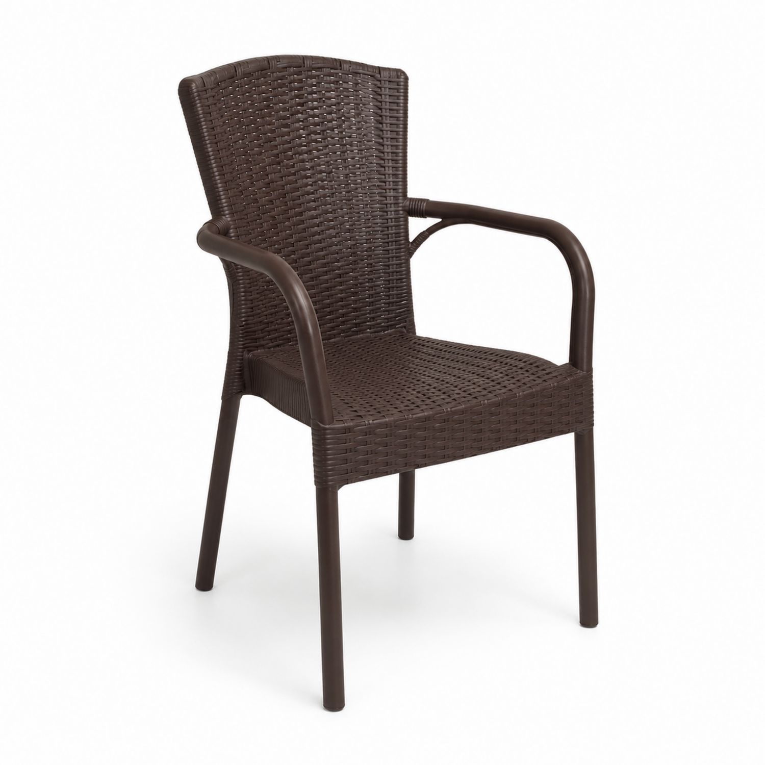 Silla de polietileno marrón con brazos