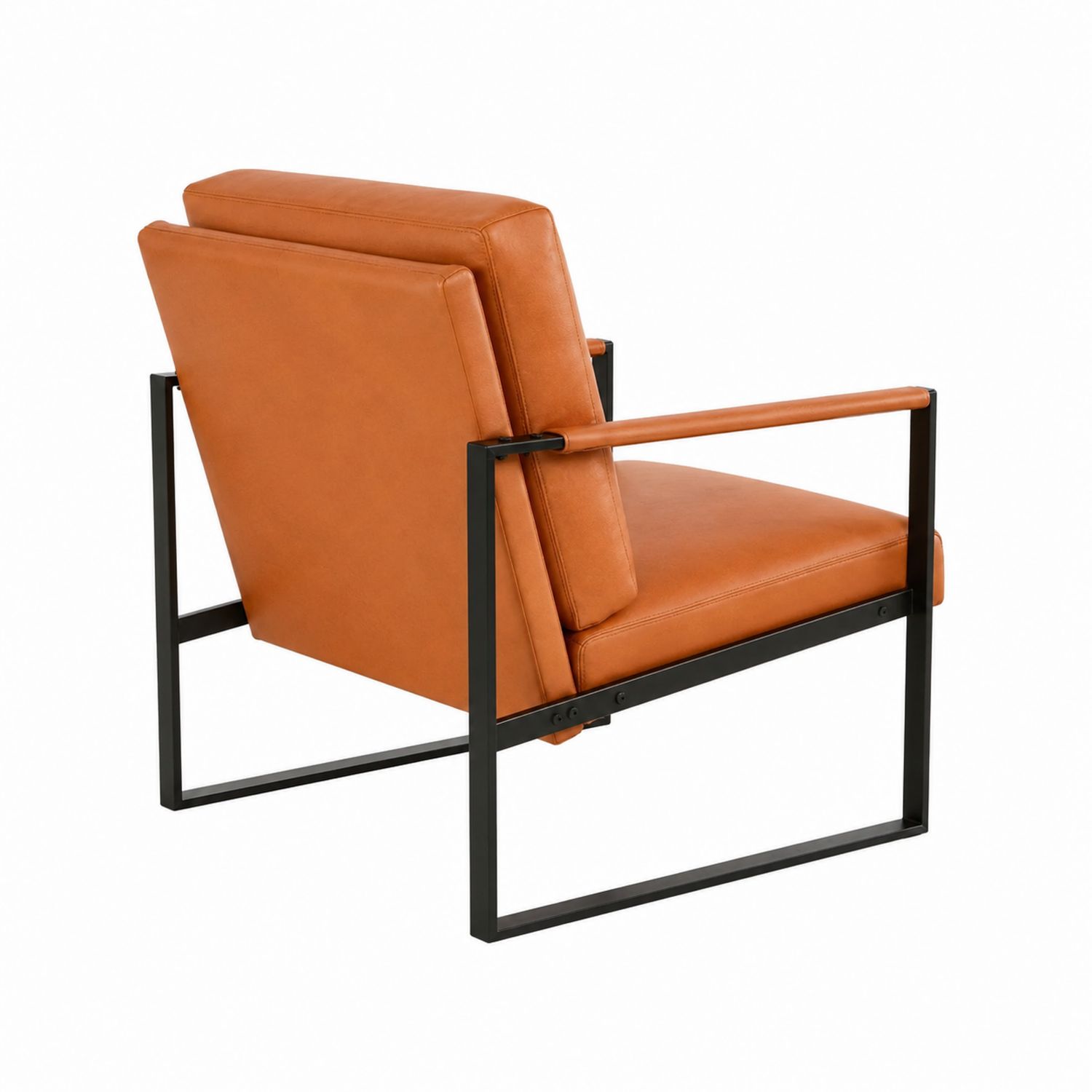 Silla de Metal y Cuero Sintético Color Marrón