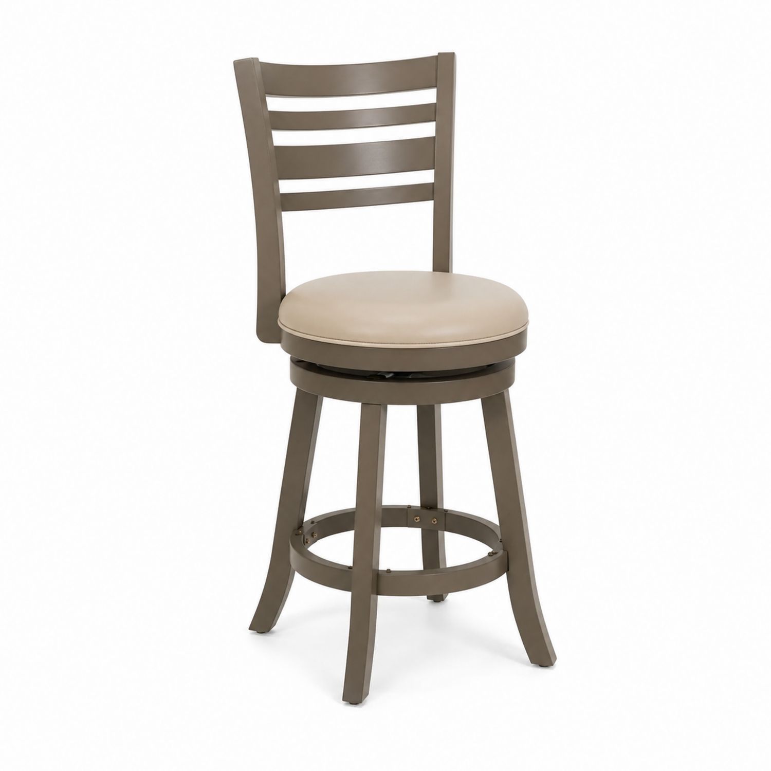 Silla giratoria de metal con asiento de piel sintética beige