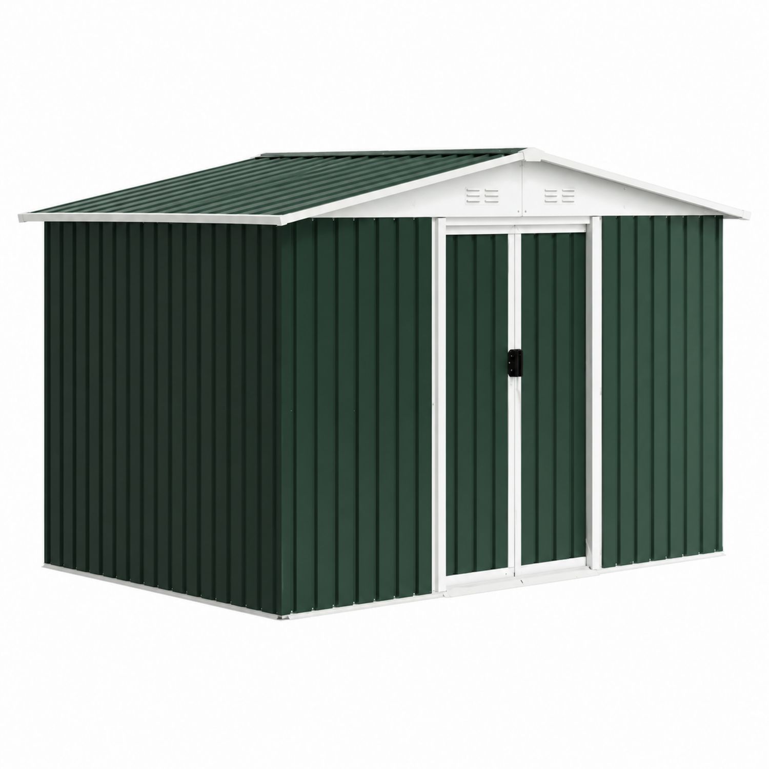 Caseta de Metal Verde para Exterior con Puertas Correderas