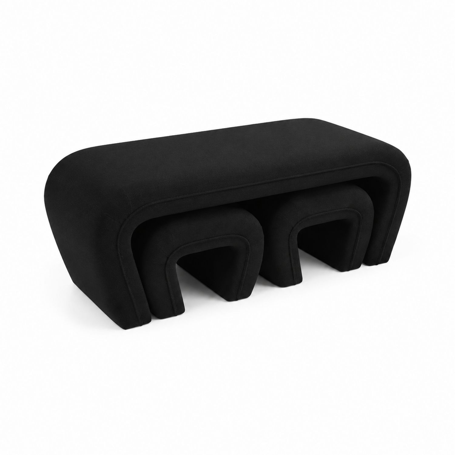 Banco Tapizado con Taburetes en Negro