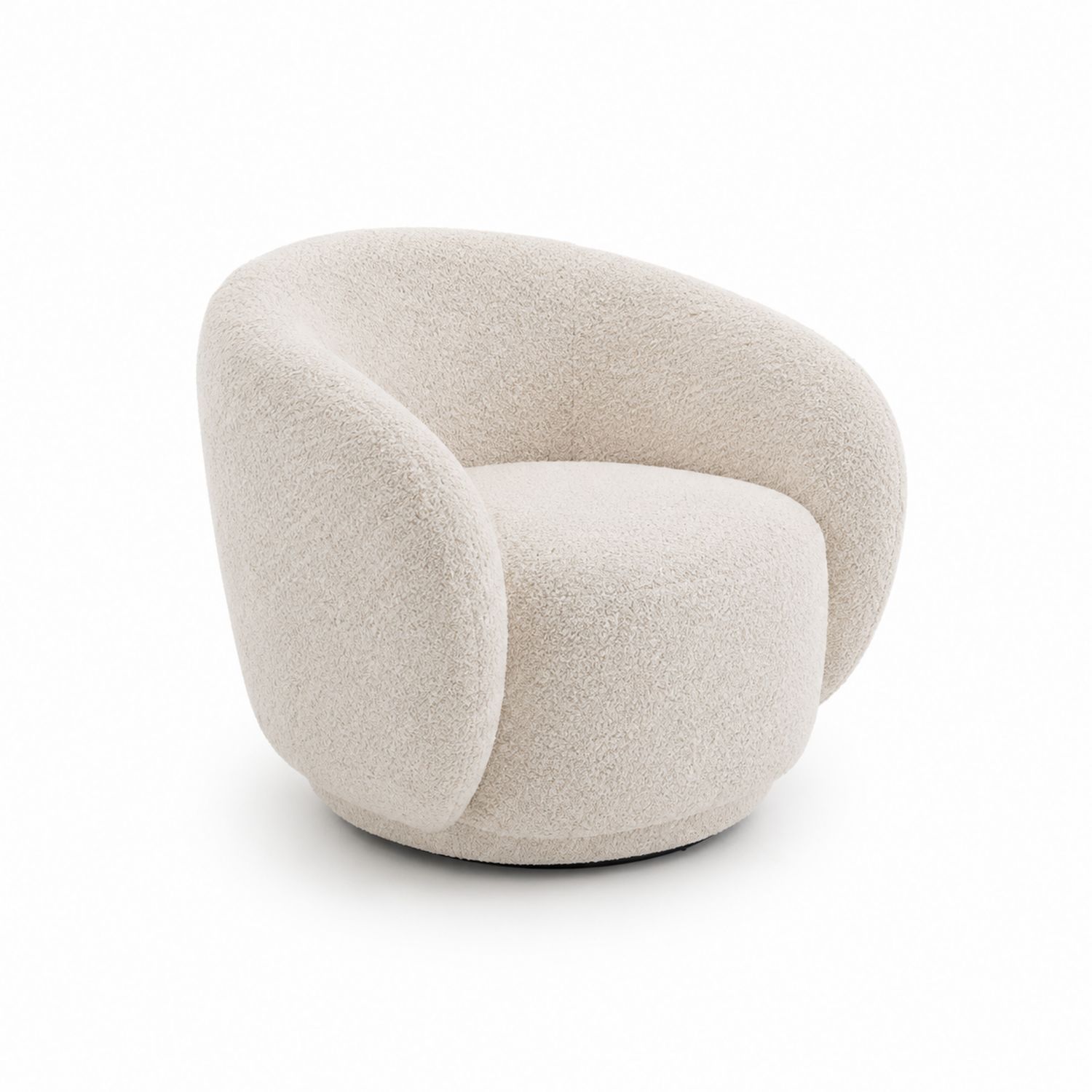 Silla Giratoria de Tela Bouclé Beige