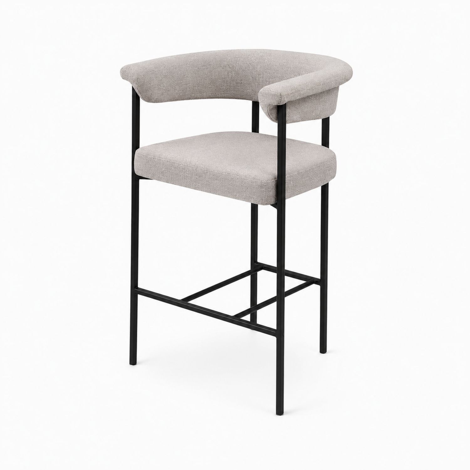 Silla de Bar con Respaldo Curvo y Estructura Metálica Negra