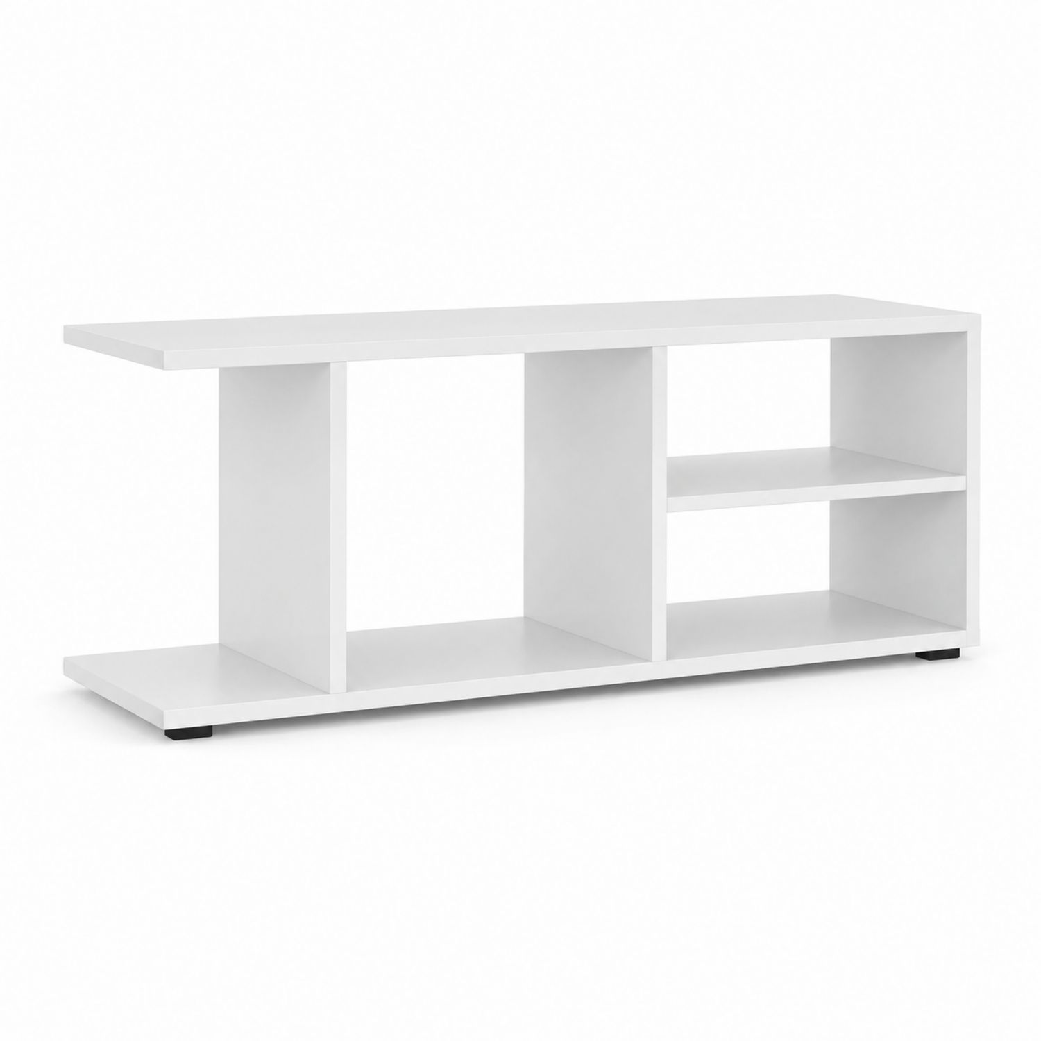 Mesa de TV de aglomerado blanco con estantes 120x40x35cm