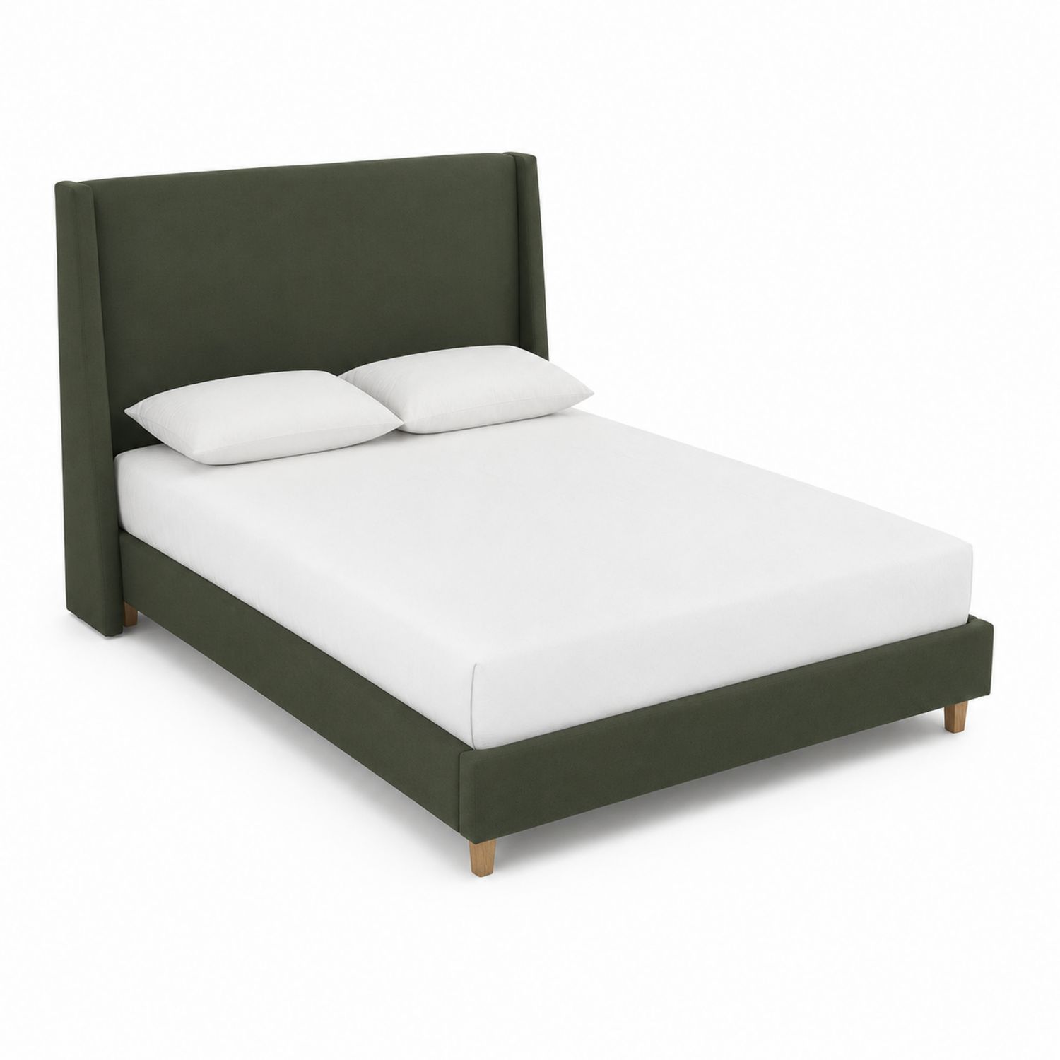 Cama de Tela Verde con Cabecero Alto 200x160x120 cm