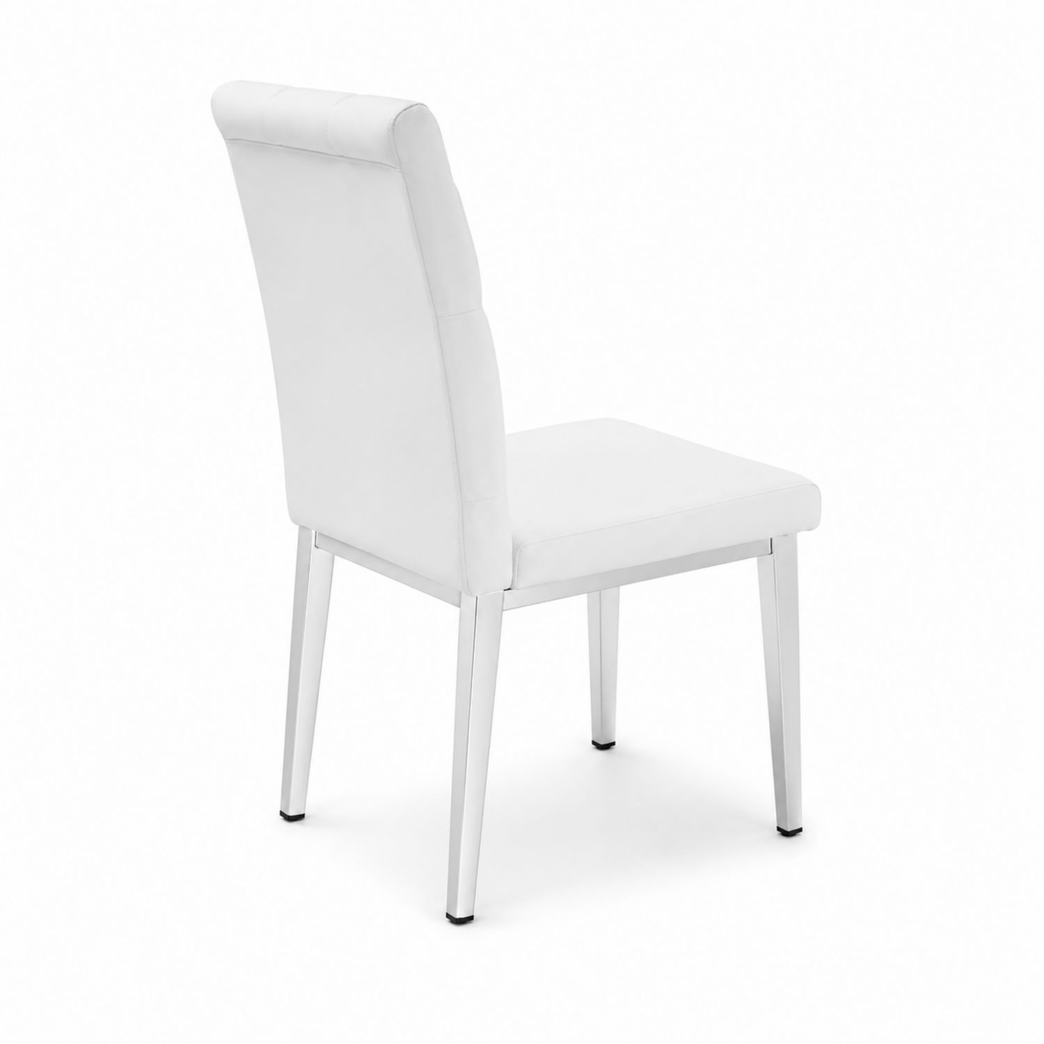 Silla de comedor en cuero sintético y estructura metálica blanca