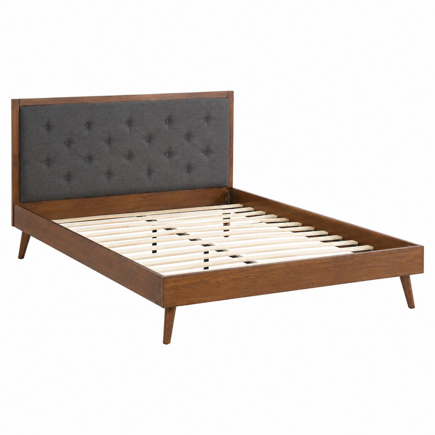 Cama de Madera con Cabecera de Poliéster Gris 200x160 cm