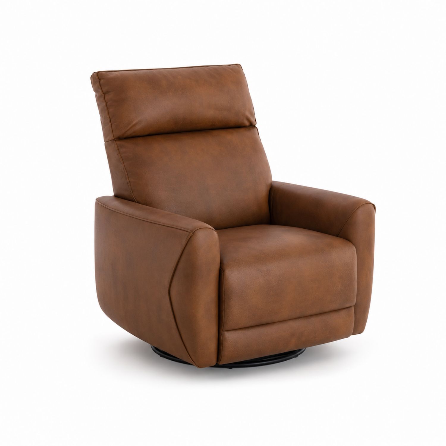Sillón reclinable giratorio de cuero sintético marrón