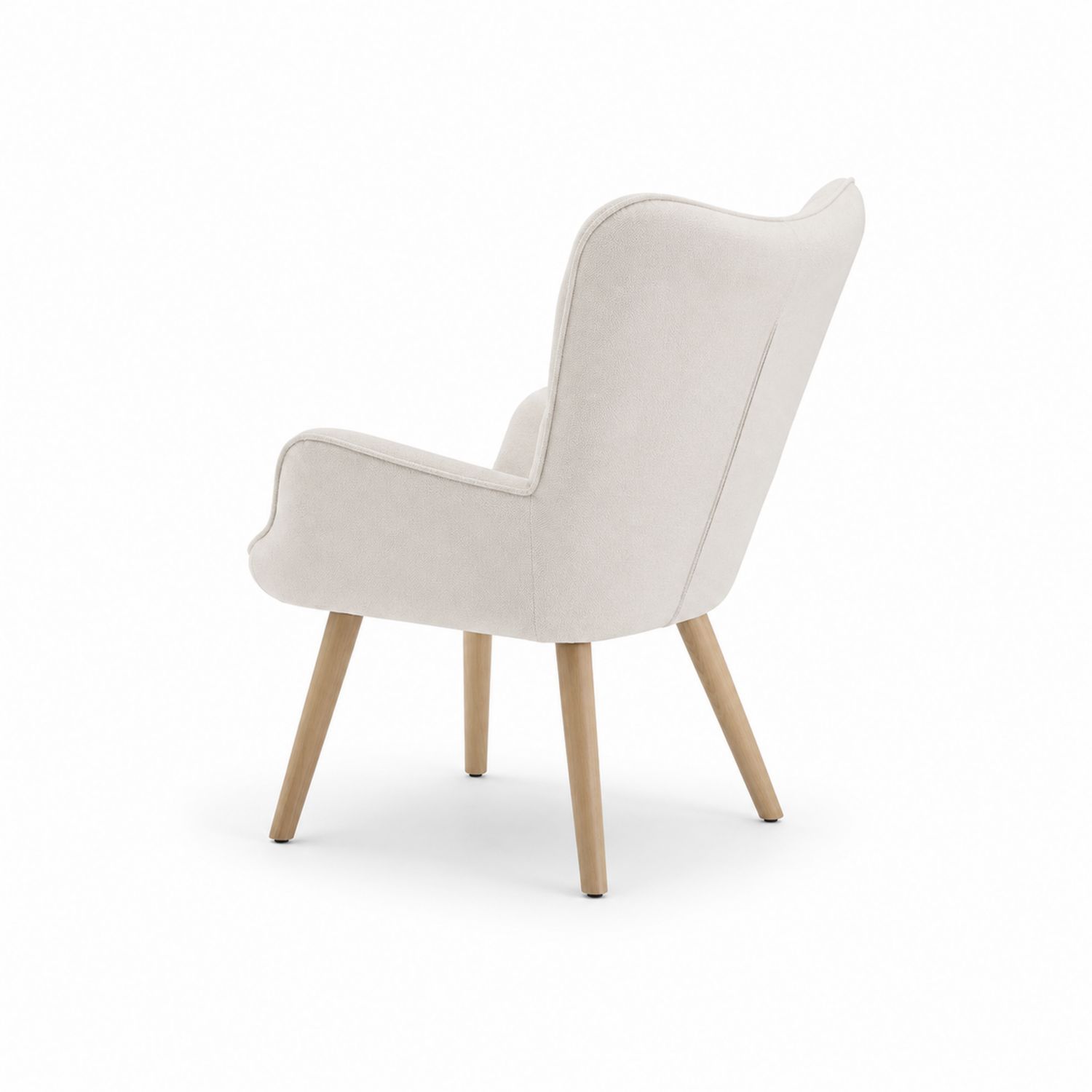 Silla con respaldo alto en poliéster y patas de madera