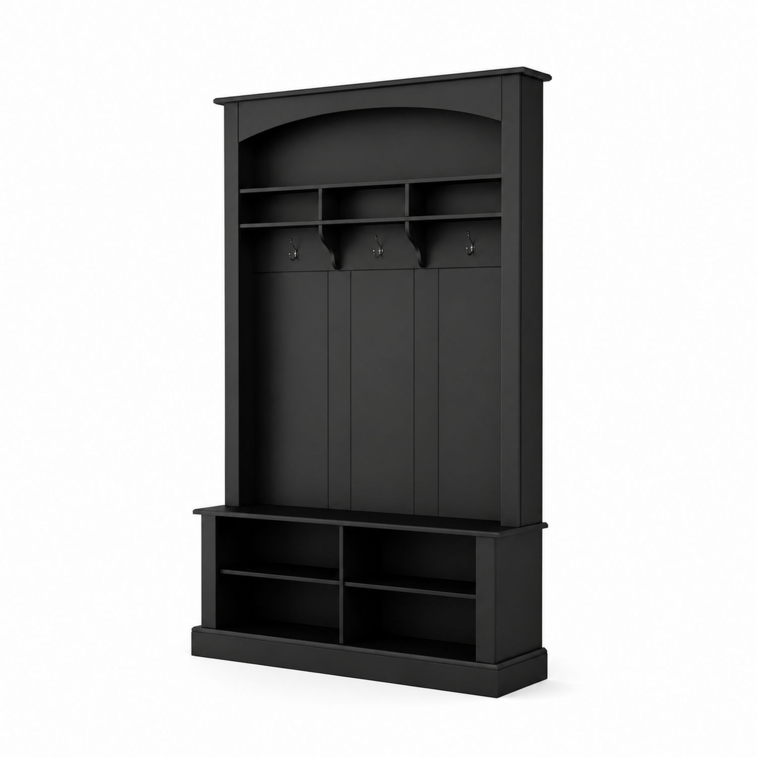 Perchero de Madera con Ganchos Metálicos Negro 190x100x35 cm