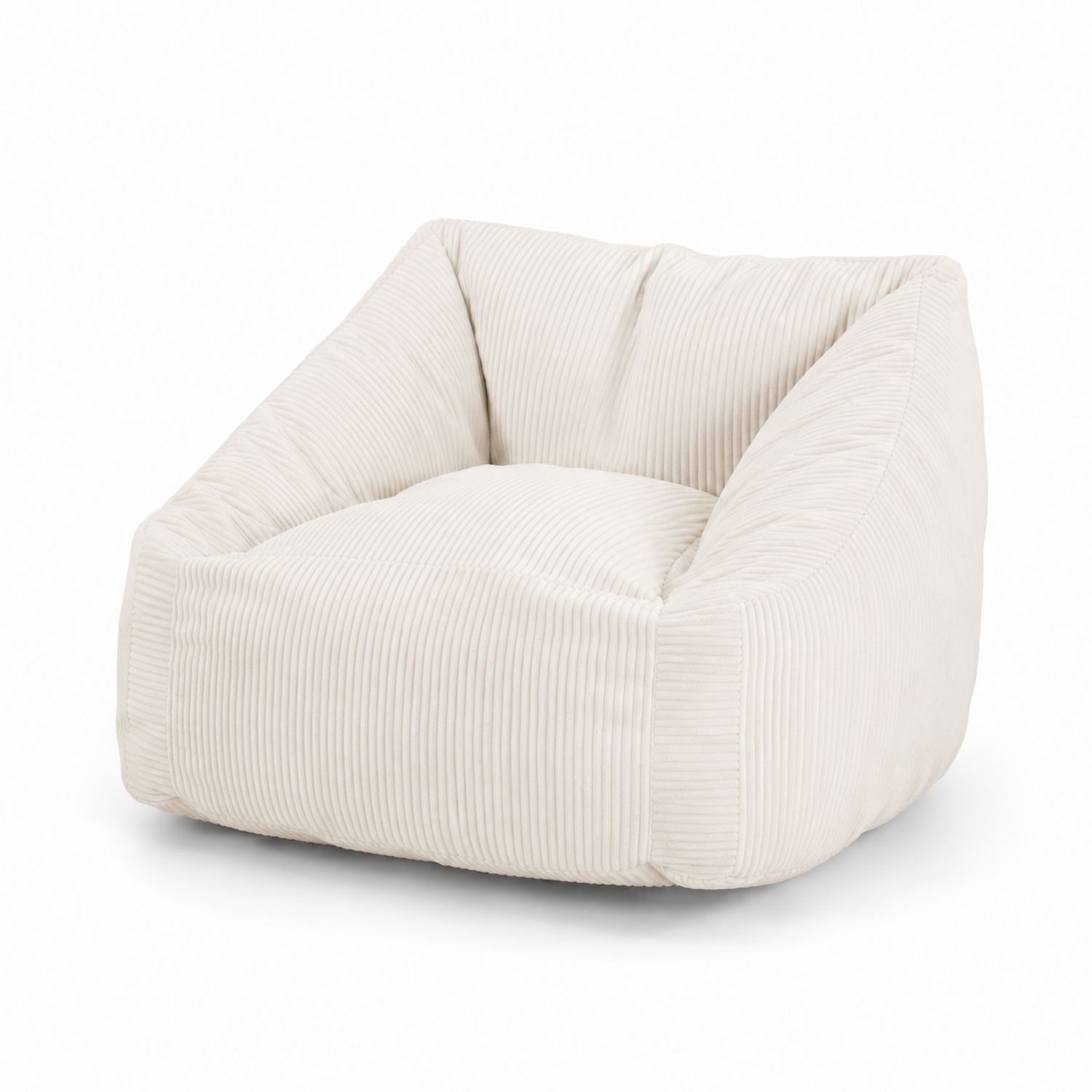 Puf cuadrado con forma de silla en pana beige 80x80x70 cm