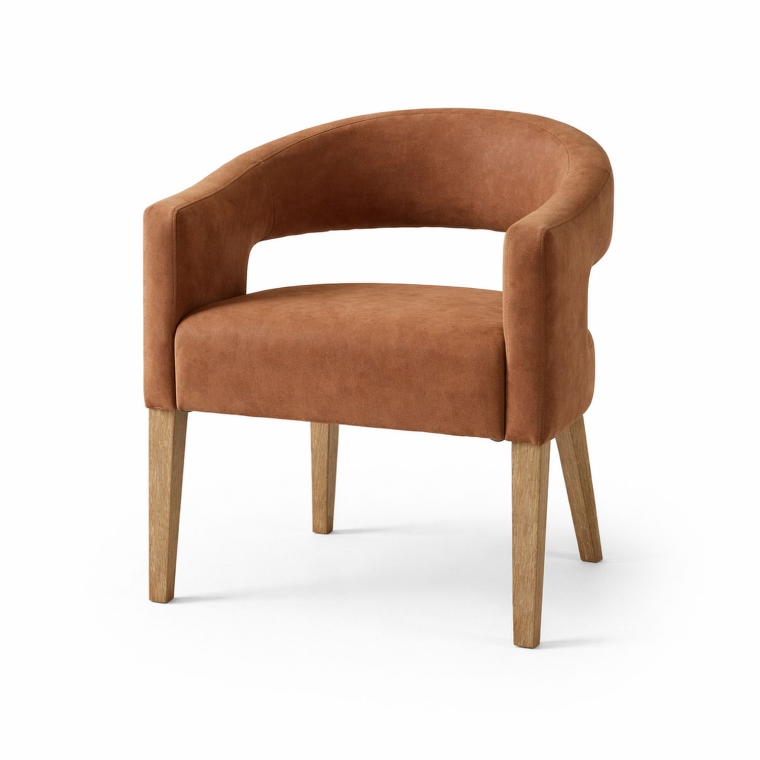 Silla Curva de Poliuretano Marrón con Patas de Madera