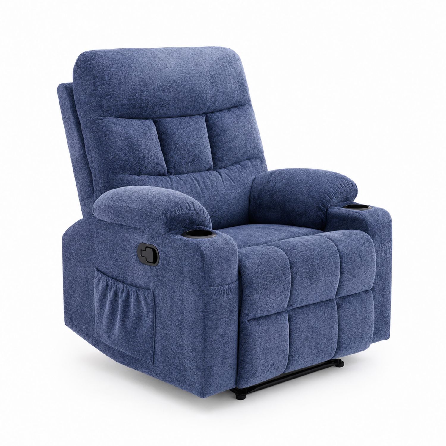 Sillón reclinable de tela azul 100x90x100 cm