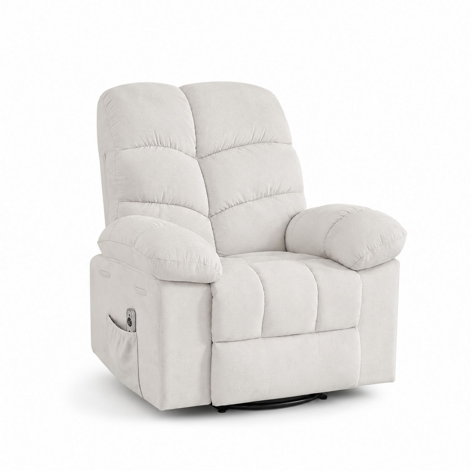 Sillón reclinable de microfibra beige con estructura de acero