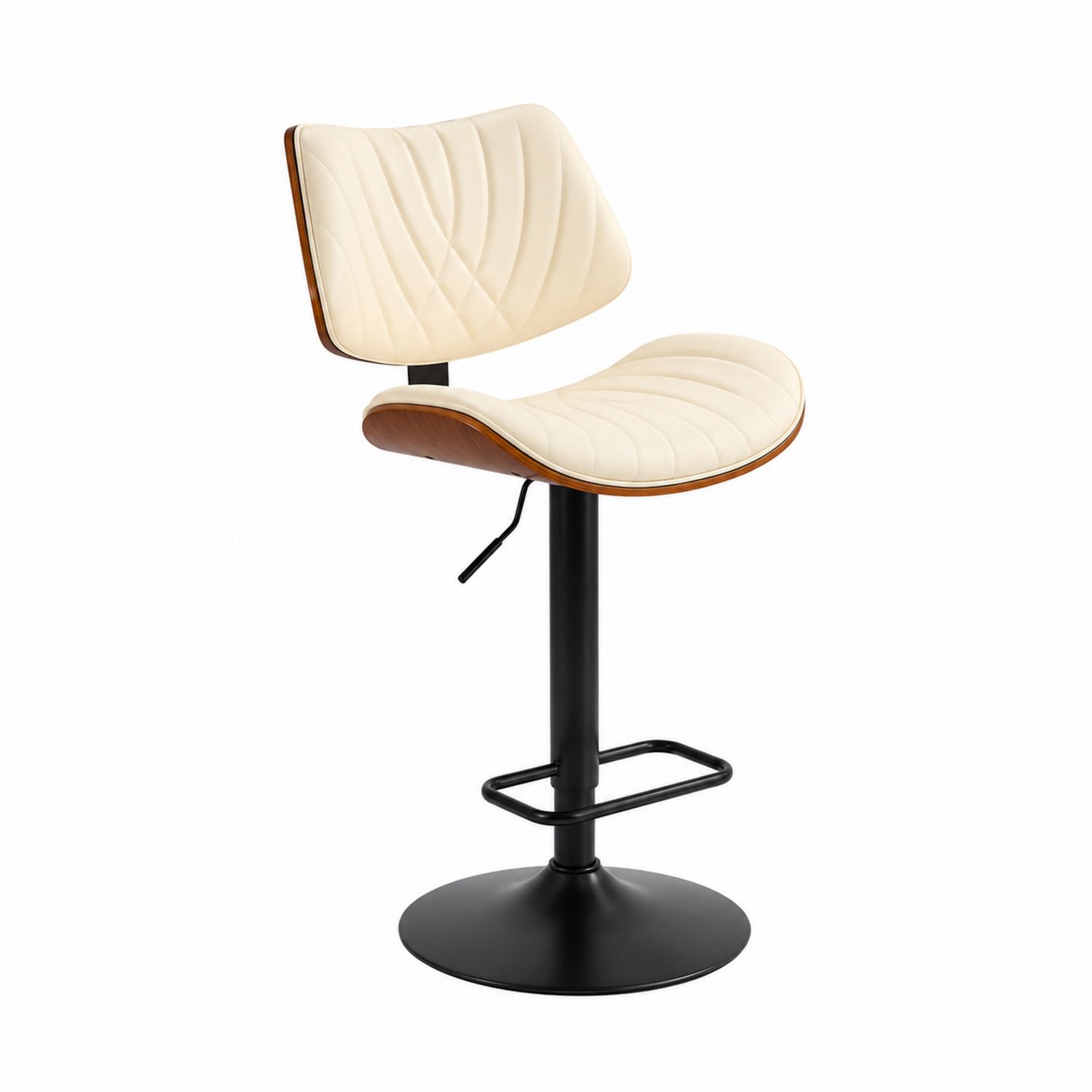 Taburete de Bar con Asiento de Cuero PU Crema y Base Metálica Negra-Prestigelodgeeu
