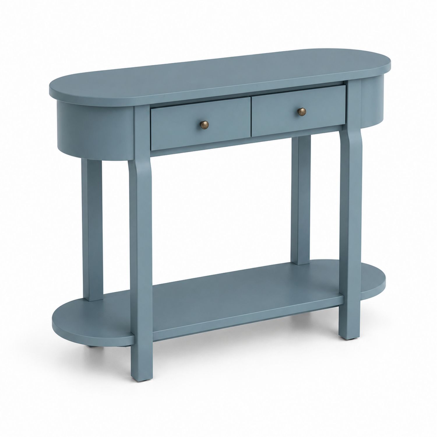 Mesa consola de madera con cajones y estantería azul-Prestigelodgeeu
