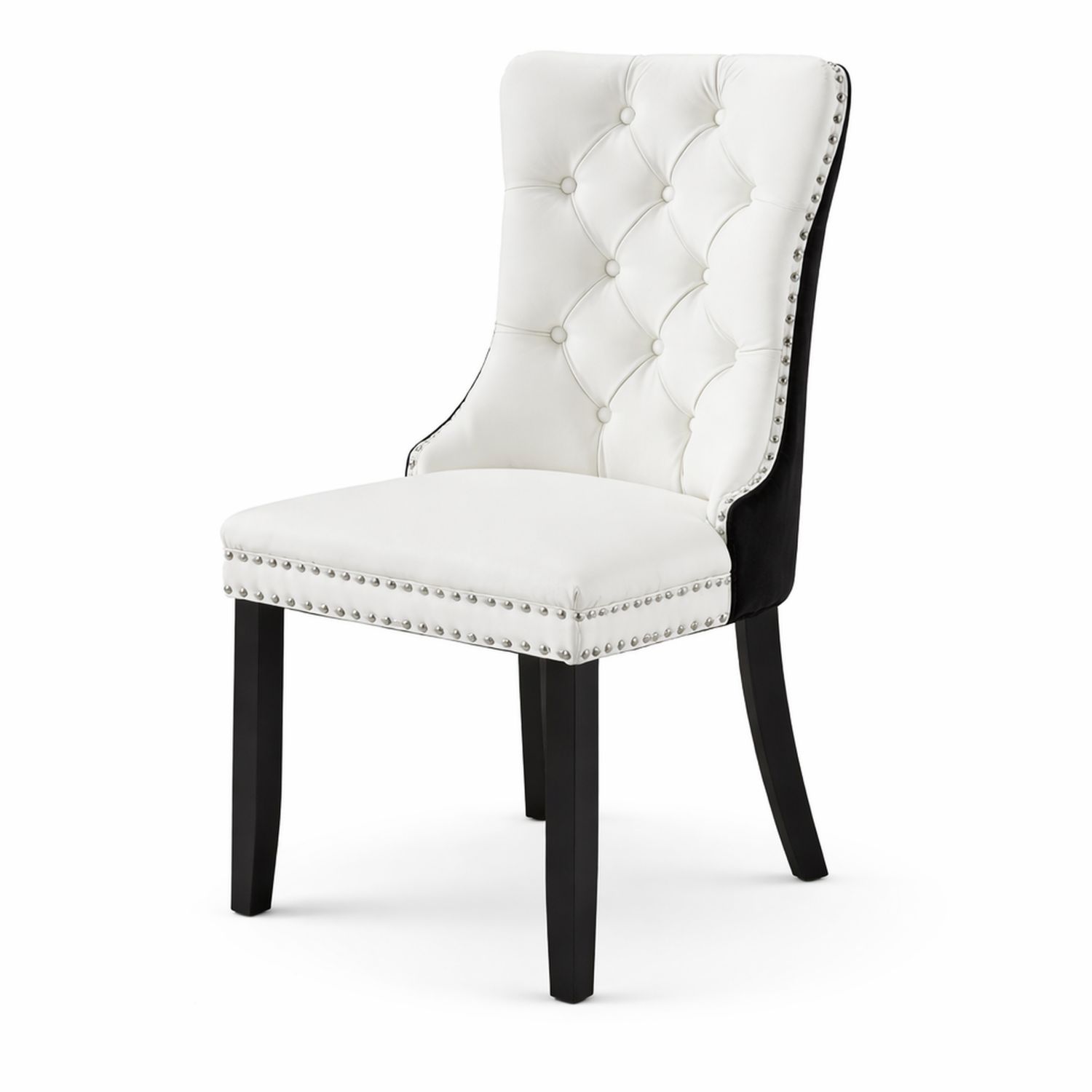 Silla de comedor de cuero sintético con tachuelas-Prestigelodgeeu