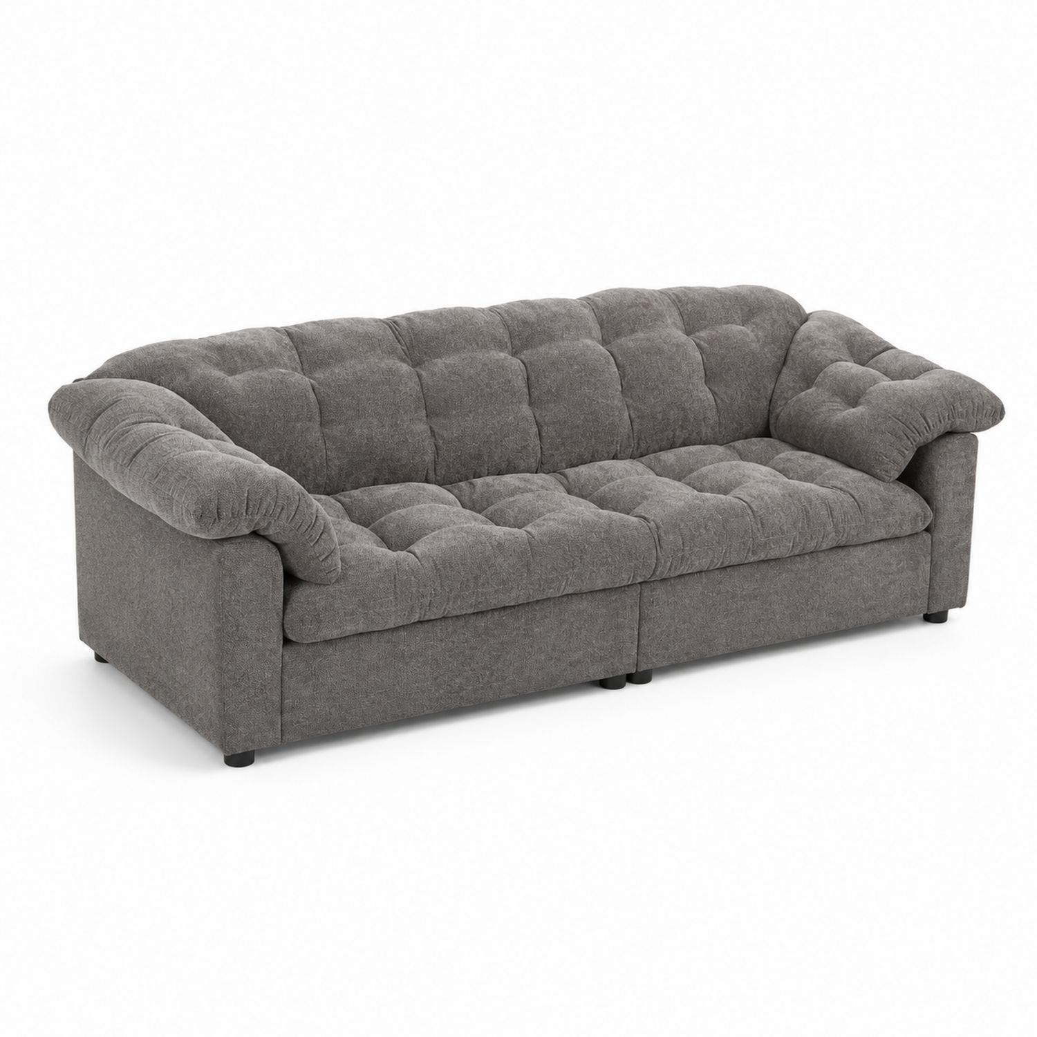 Sofá de 3 plazas de tela gris 220 cm-Prestigelodgeeu