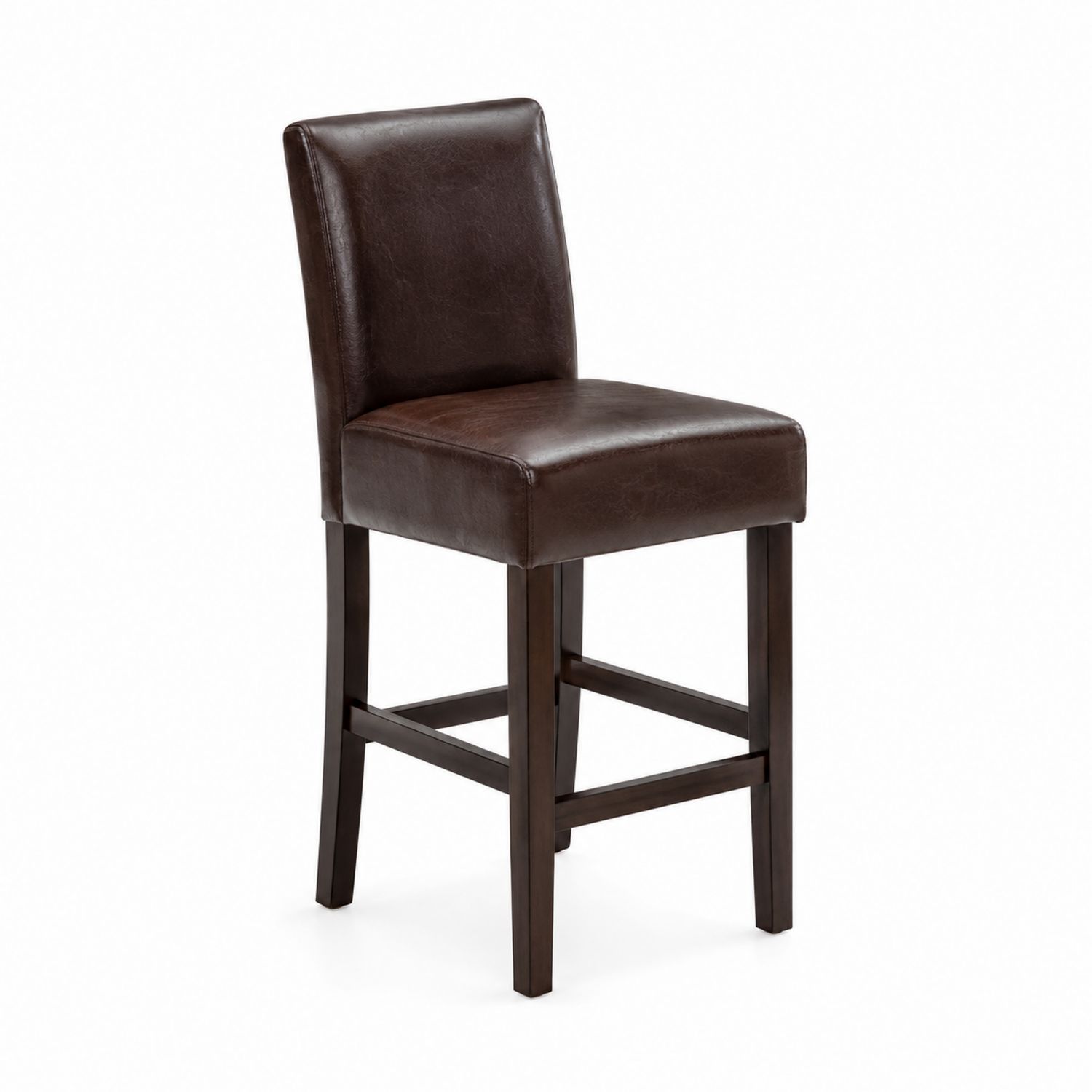 Taburete de madera y cuero sintético marrón-Prestigelodgeeu