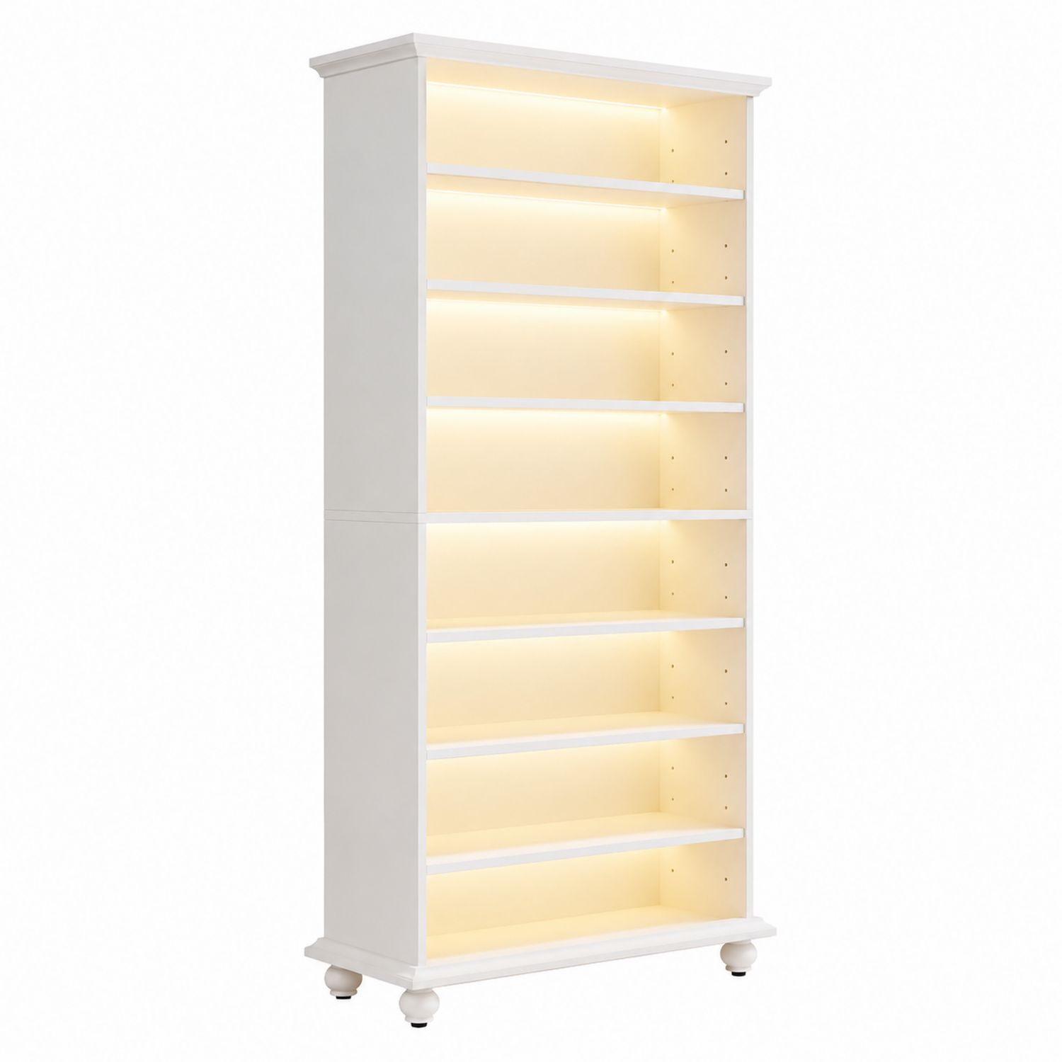 Estantería de MDF Blanca con Iluminación LED 180x70x30 cm-Prestigelodgeeu