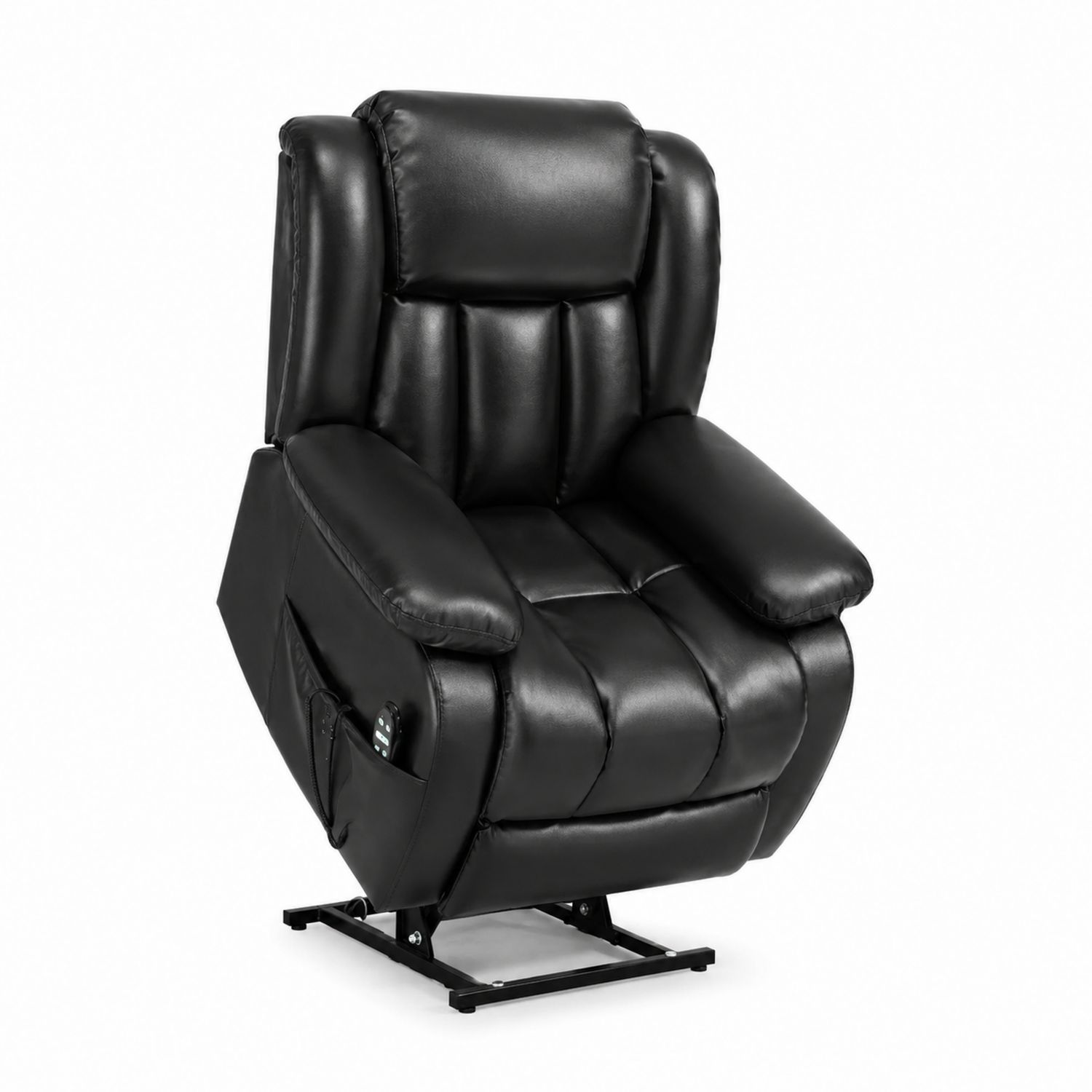 Sillón reclinable de cuero sintético negro con función de elevación-Prestigelodgeeu