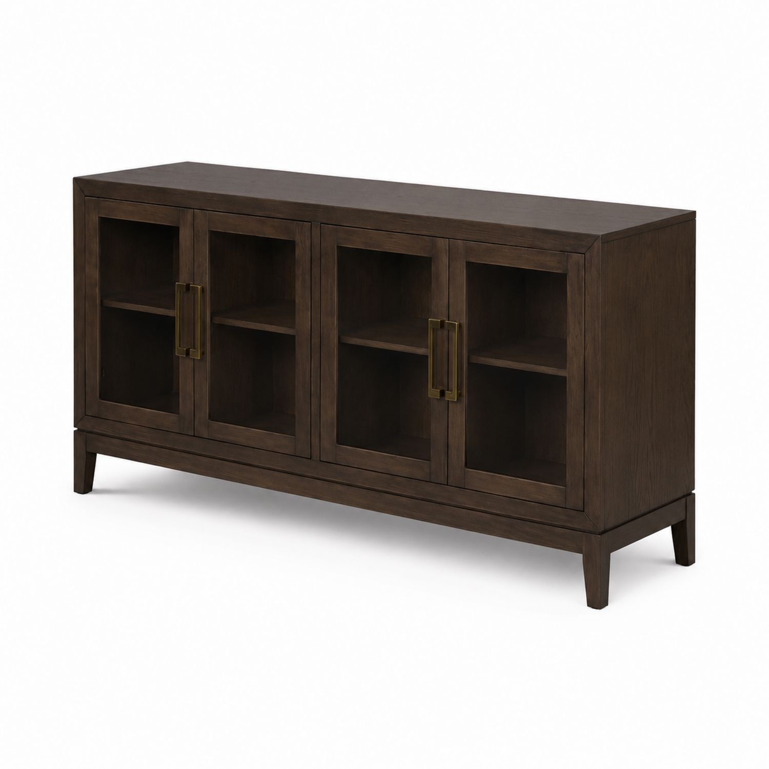 Aparador de Madera Maciza con Puertas de Vidrio Templado Marrón Oscuro 160x40x80 cm-Prestigelodgeeu