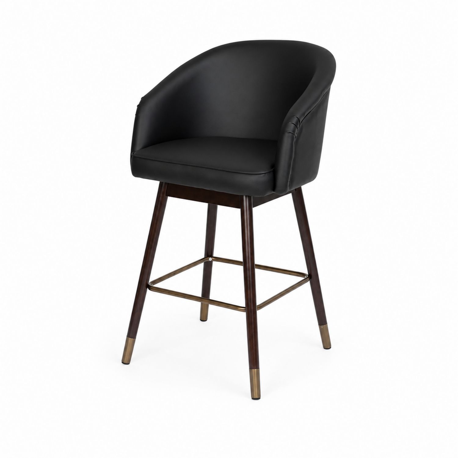 Taburete de Bar con Respaldo Redondo de PU Negro-Prestigelodgeeu