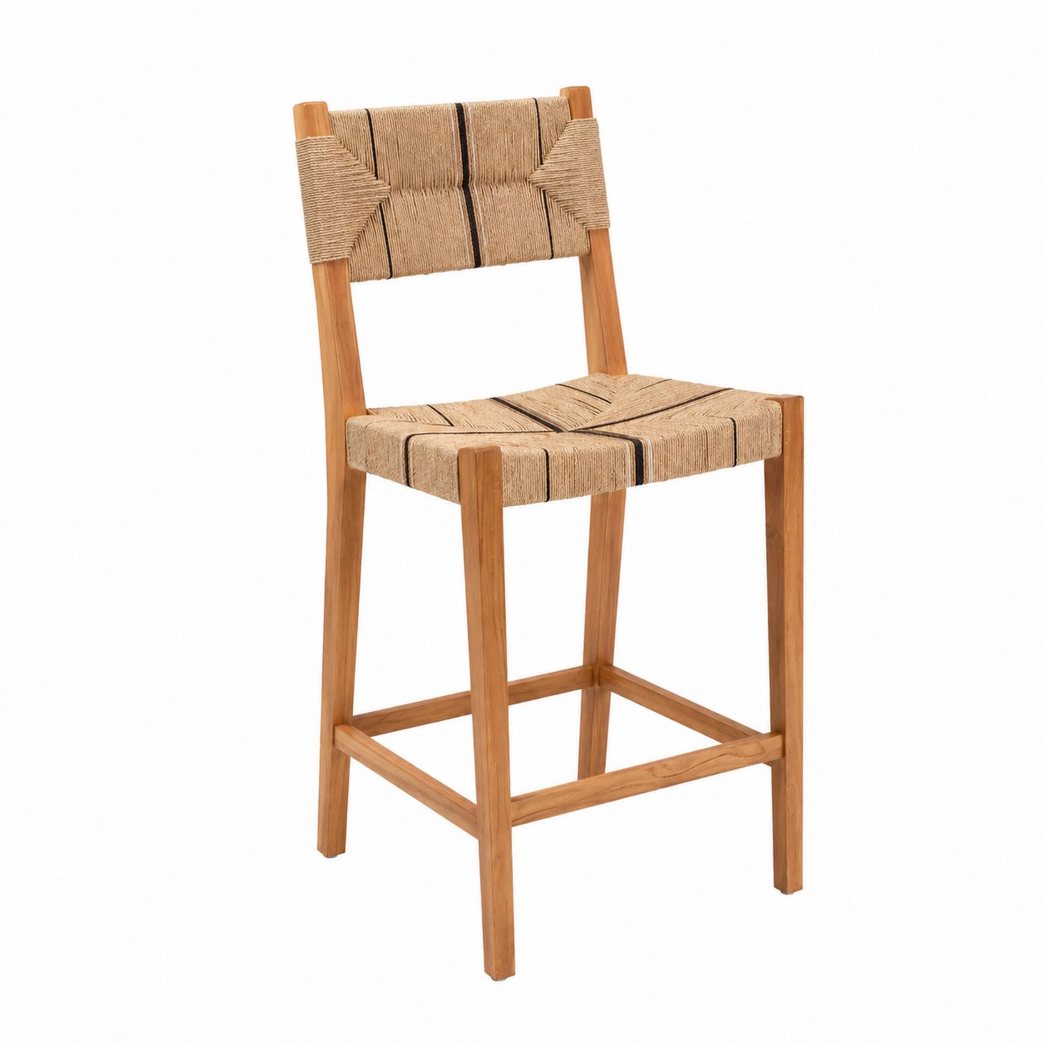 Taburete de Madera de Teca y Cuerda-Prestigelodgeeu