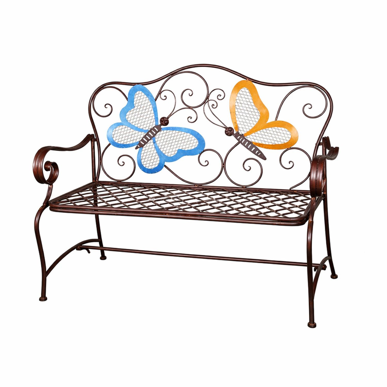 Banco de metal con mariposas decorativas-Prestigelodgeeu
