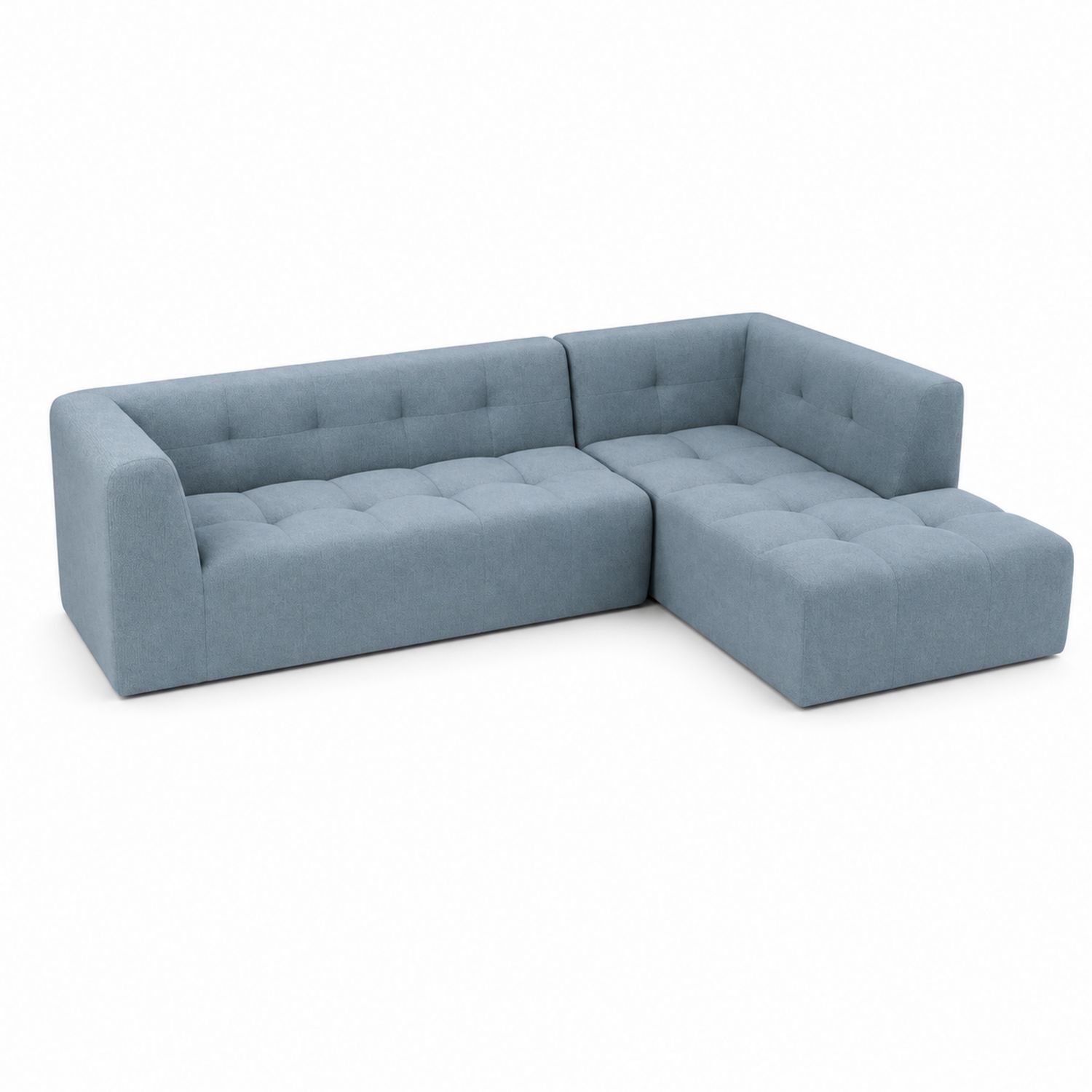 Sofá modular en forma de L de tela azul 220 cm-Prestigelodgeeu