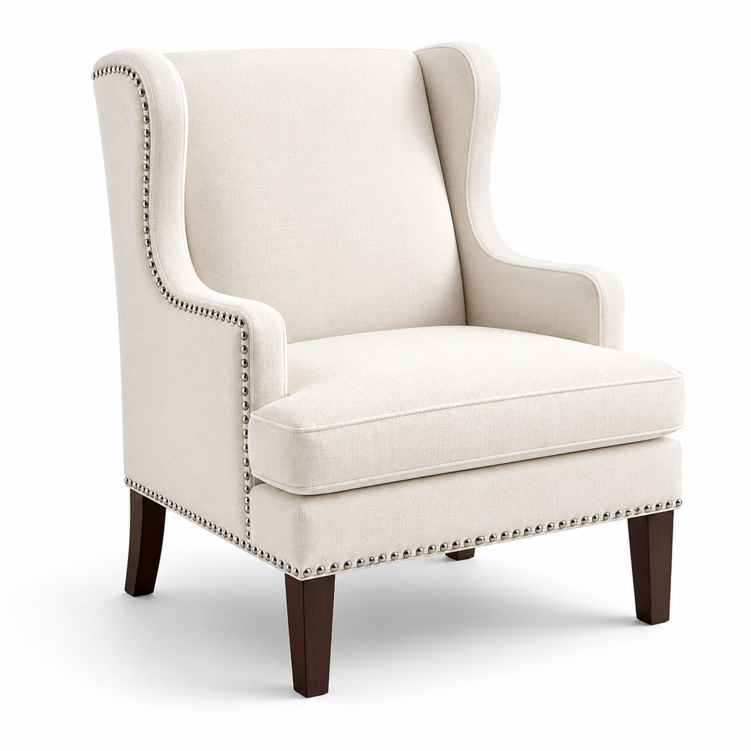 Sillón orejero de lino con patas de madera-Prestigelodgeeu