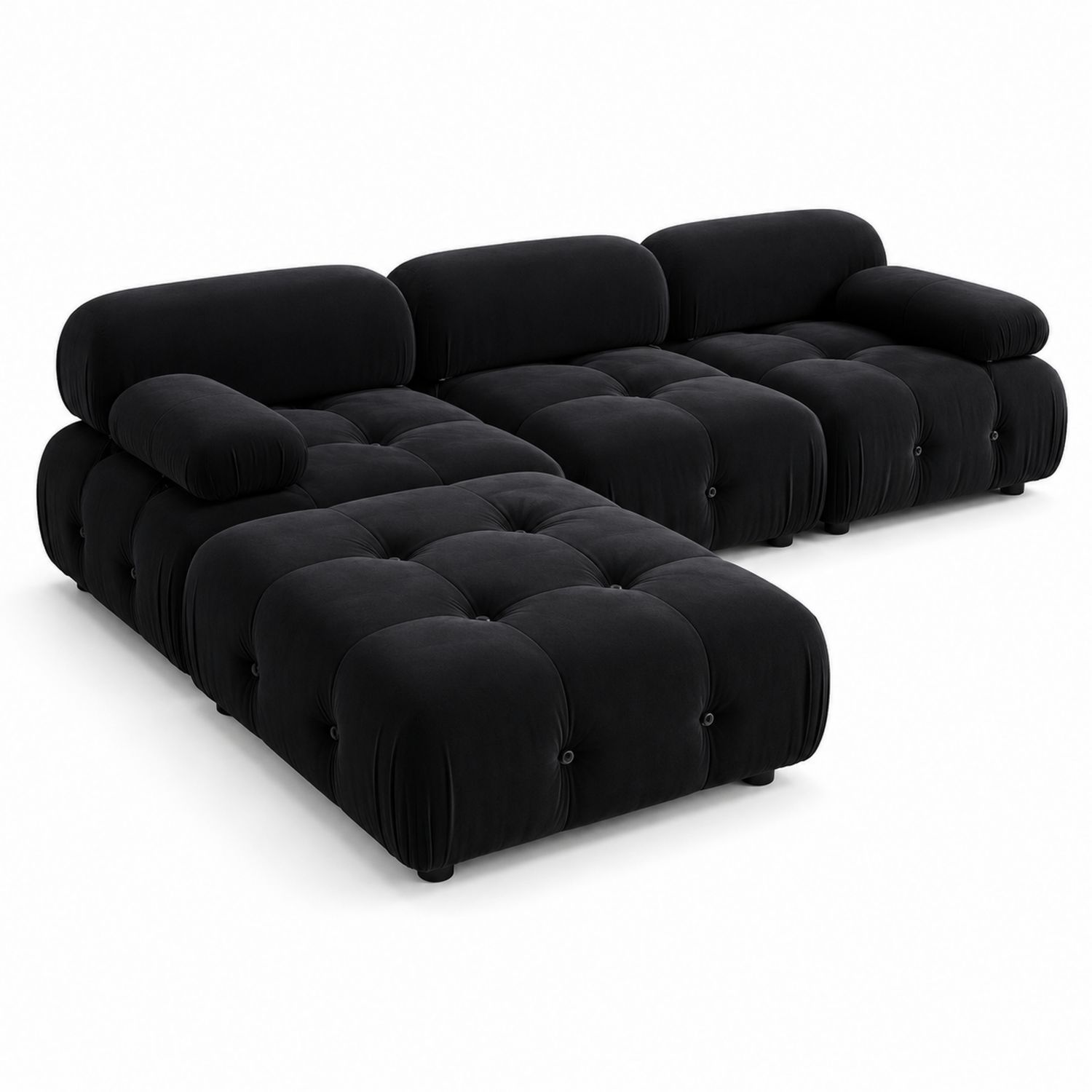 Sofá modular de terciopelo negro 200x100 cm-Prestigelodgeeu