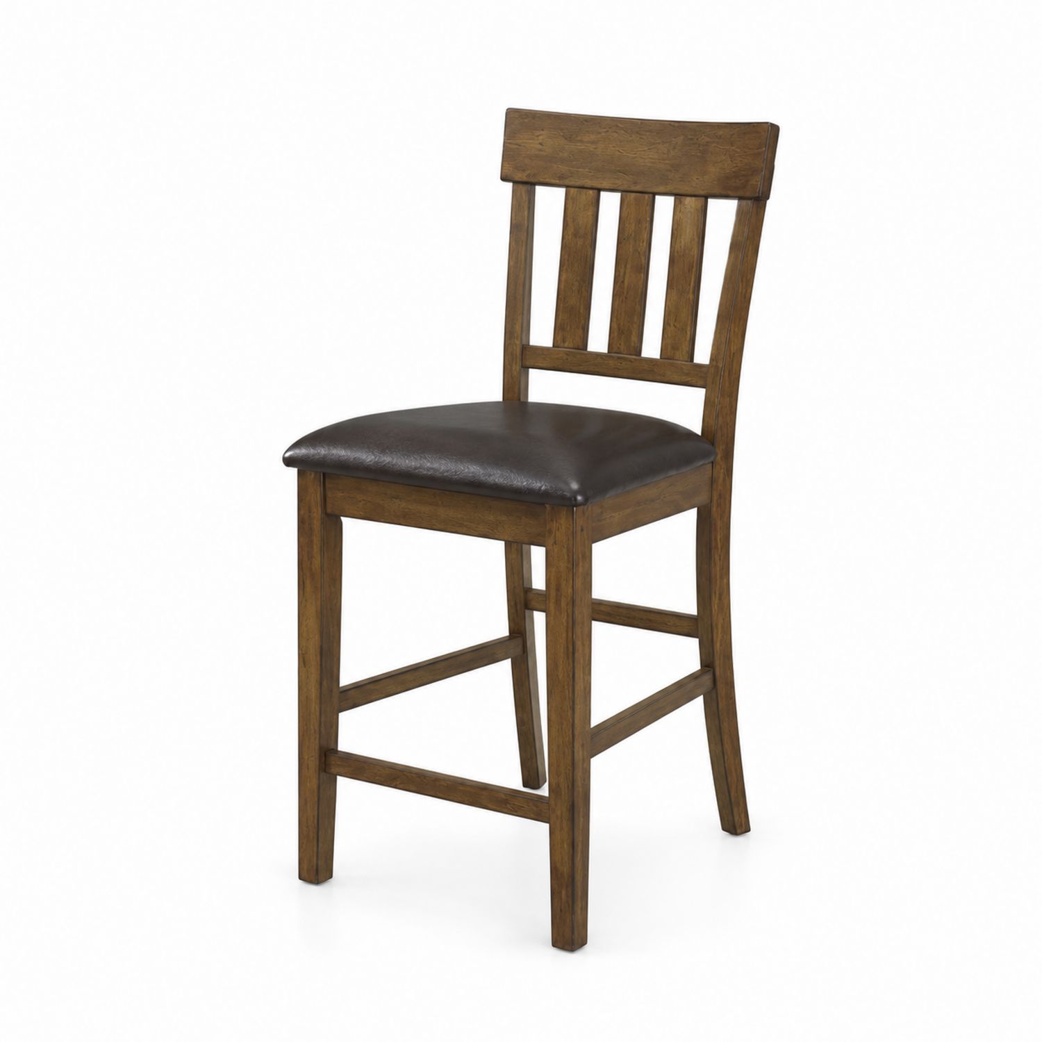 Taburete de Madera con Asiento de Cuero Sintético-Prestigelodgeeu