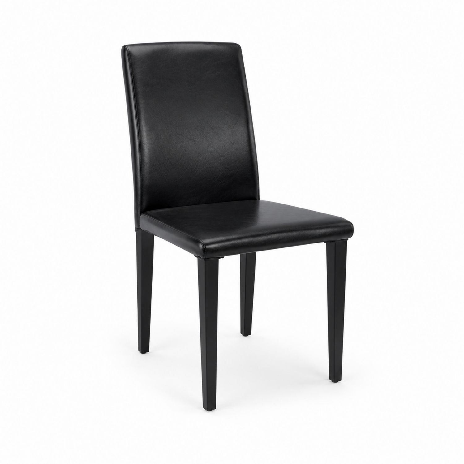 Silla de Comedor de Piel Sintética Negra con Patas de Madera-Prestigelodgeeu