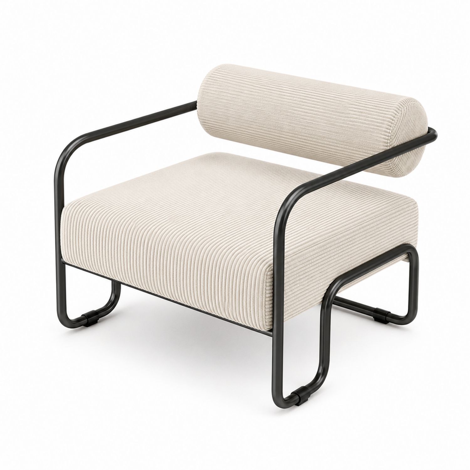 Silla de metal con tapizado en pana beige-Prestigelodgeeu