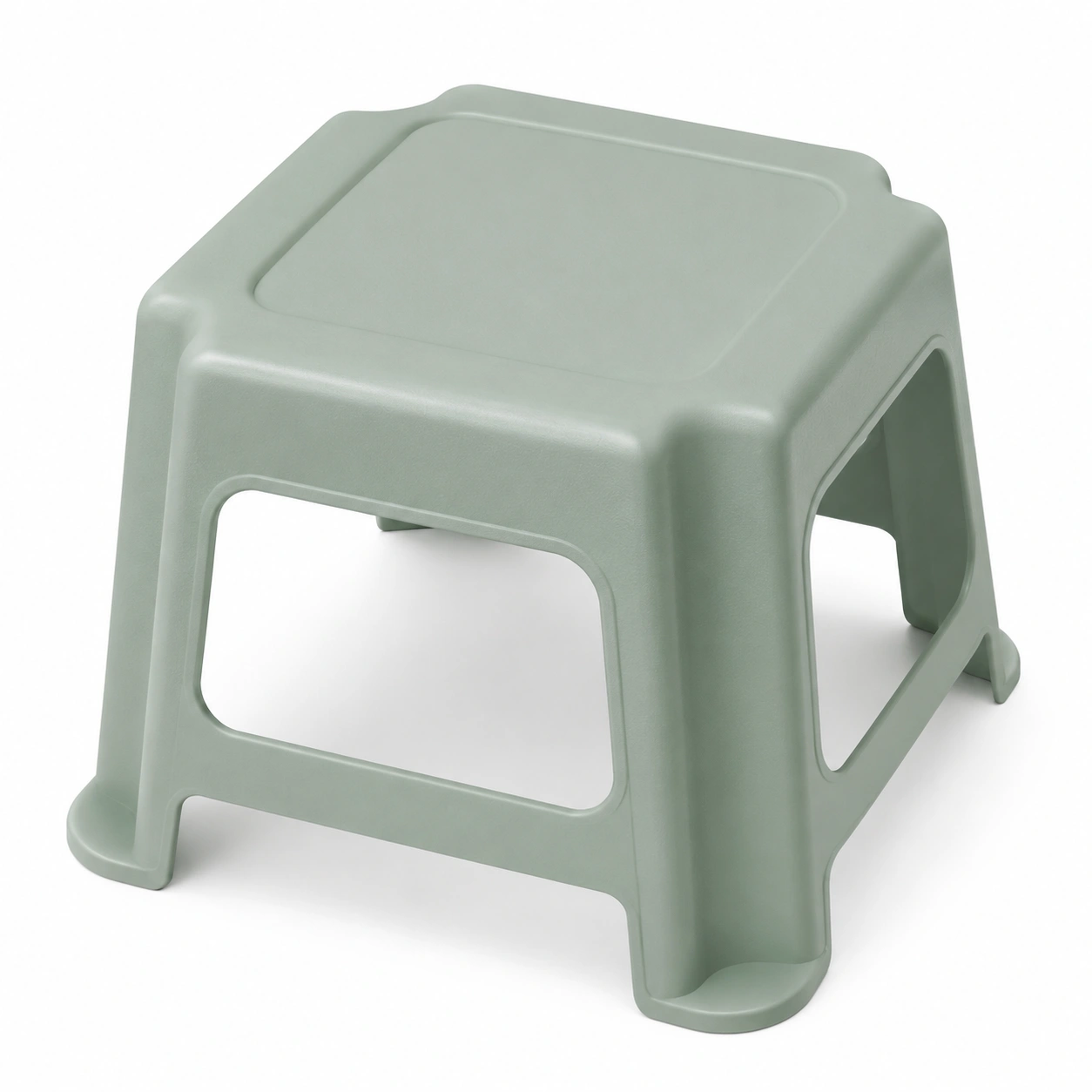 Taburete cuadrado de plastico verde-norvialiving