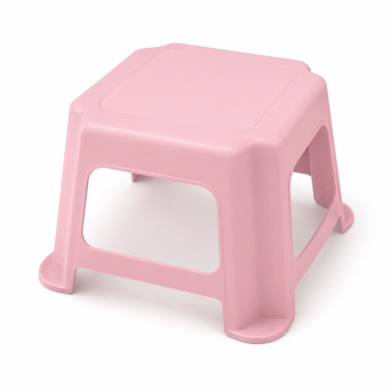 Taburete cuadrado de plastico rosa-norvialiving
