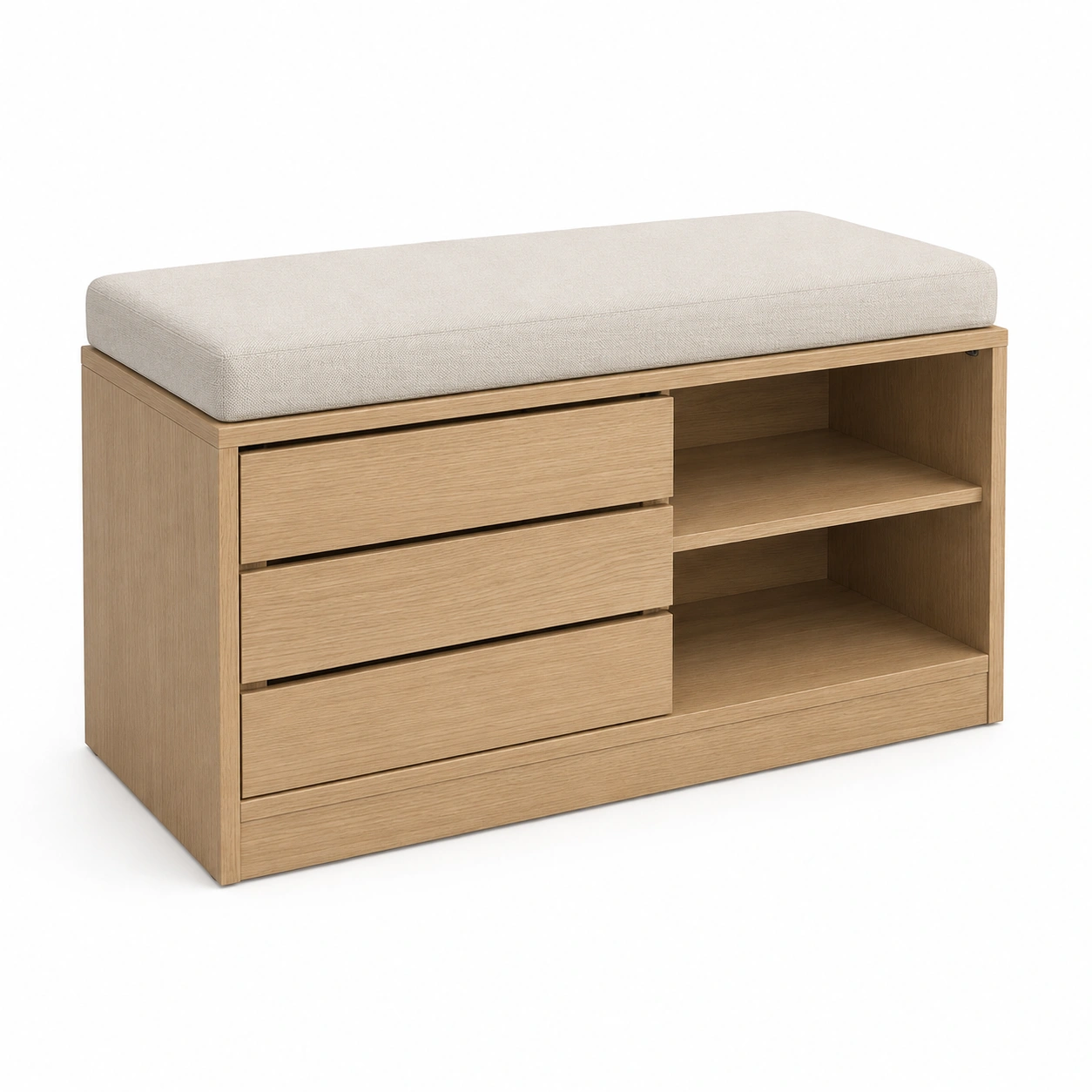 Puf de madera con asiento acolchado y almacenamiento-norvialiving