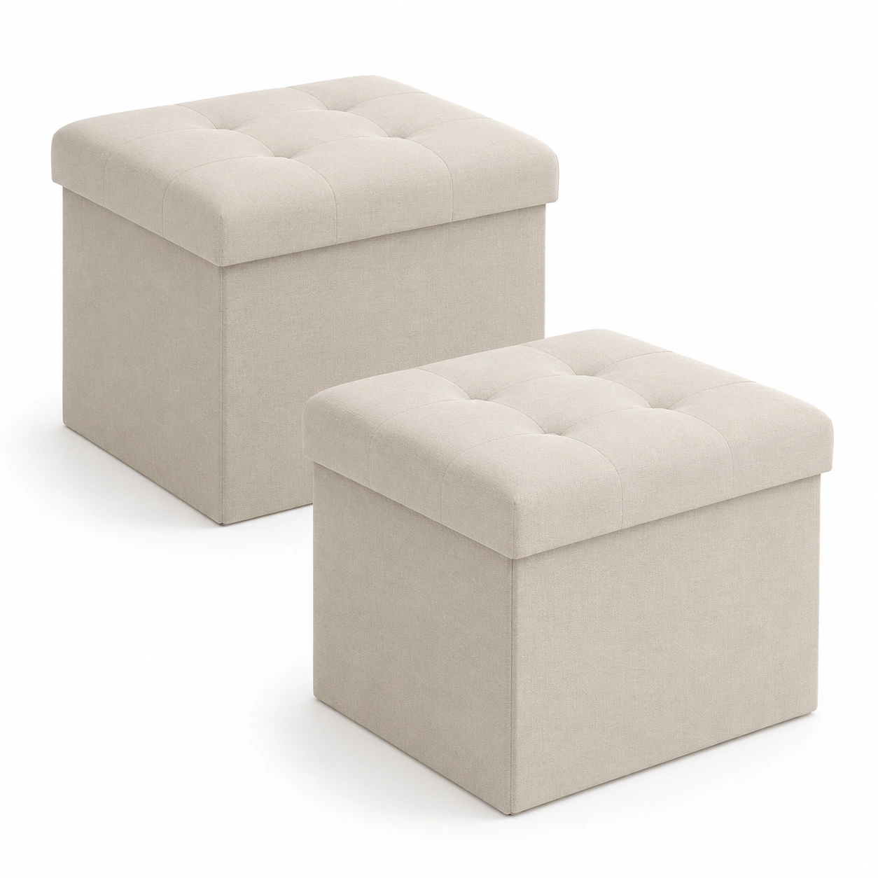Juego de dos pufs de almacenamiento beige-norvialiving