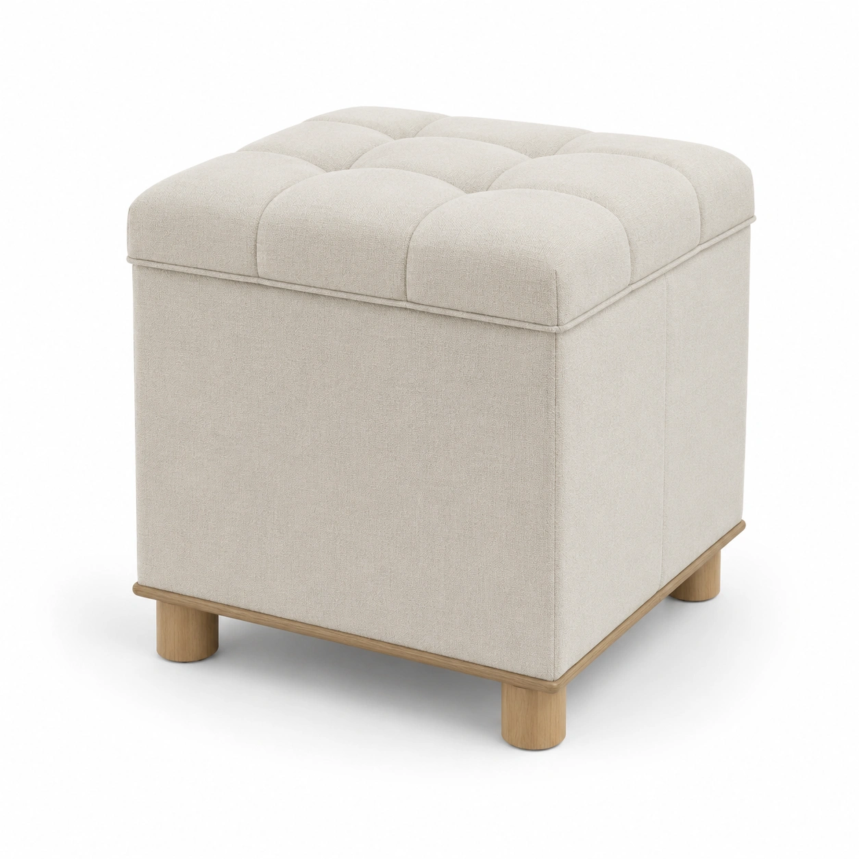 Puf tapizado color marfil con almacenamiento-norvialiving