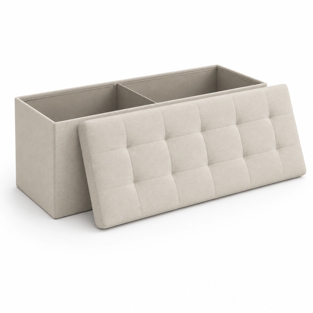 Puf tapizado color marfil con almacenamiento-norvialiving
