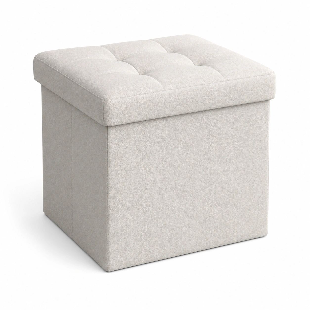 Puf acolchado color marfil con almacenamiento-arvikahome
