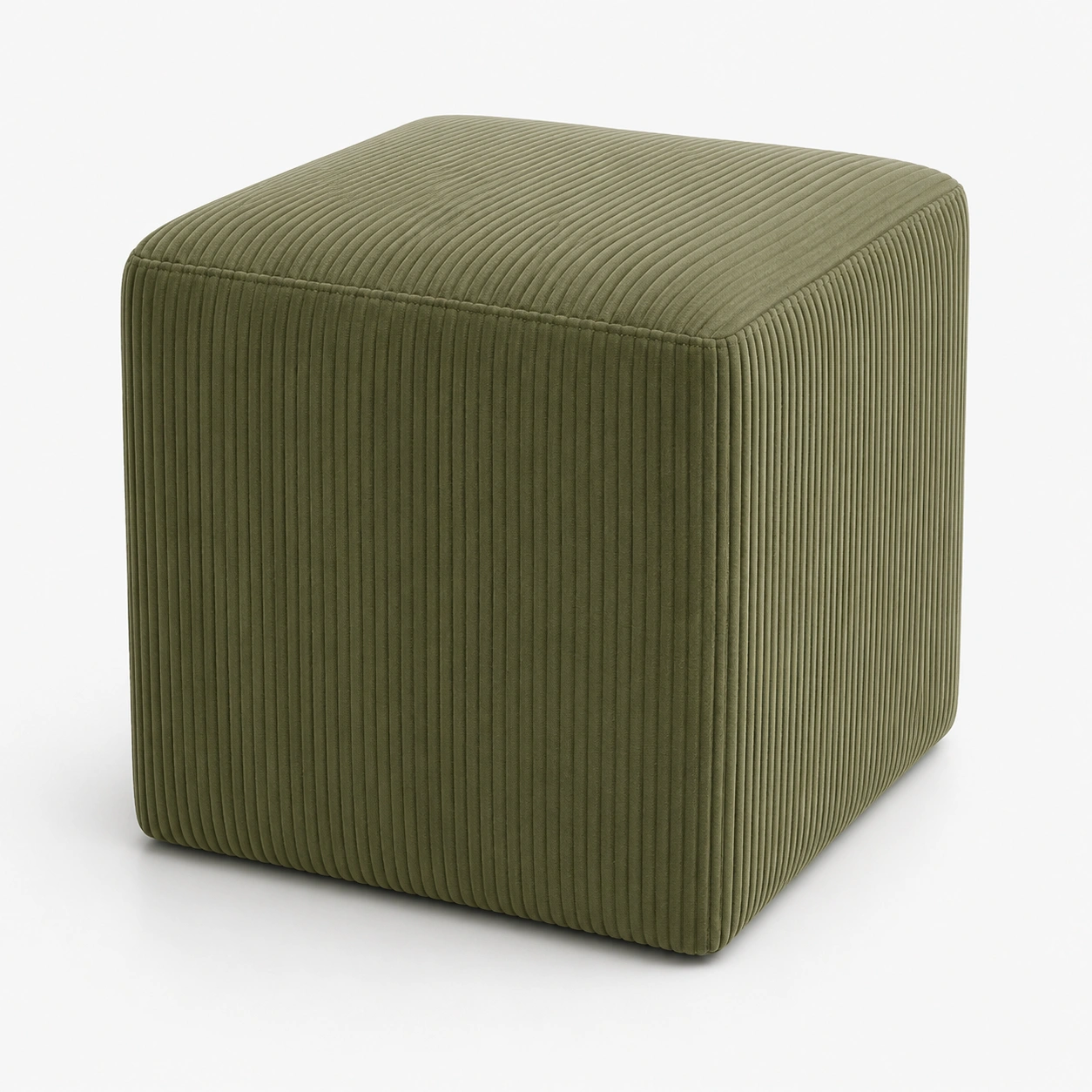 Puff cuadrado de pana verde-arvikahome