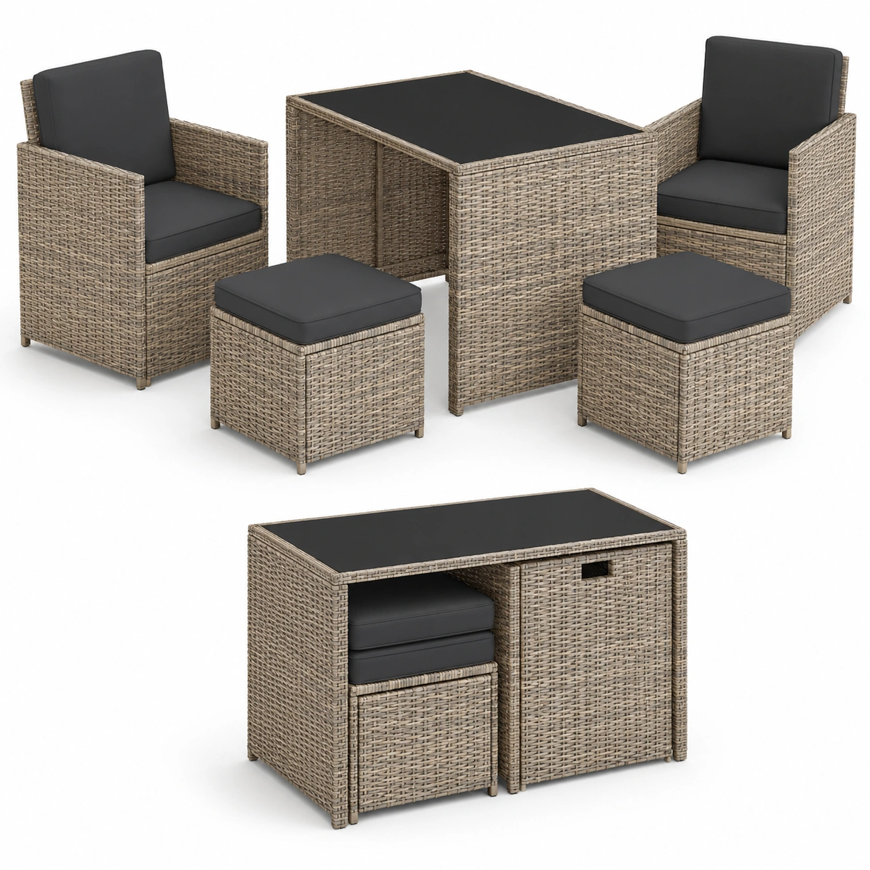Conjunto de comedor exterior de ratan-arvikahome