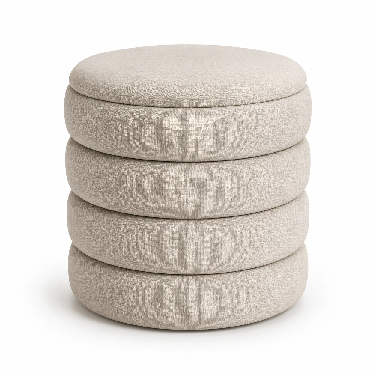 Puff redondo apilable color beige-arvikahome