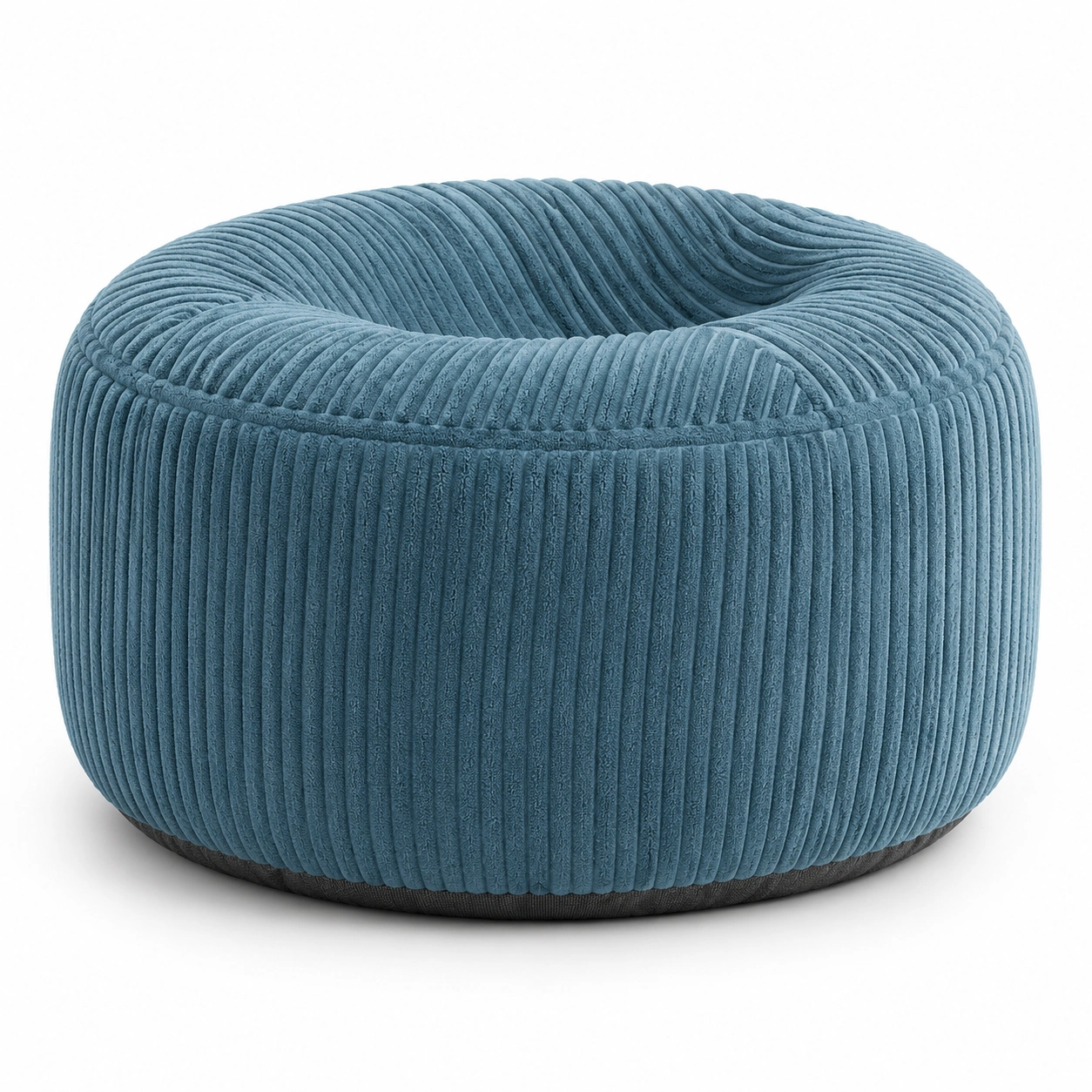 Puff redondo de pana azul-arvikahome